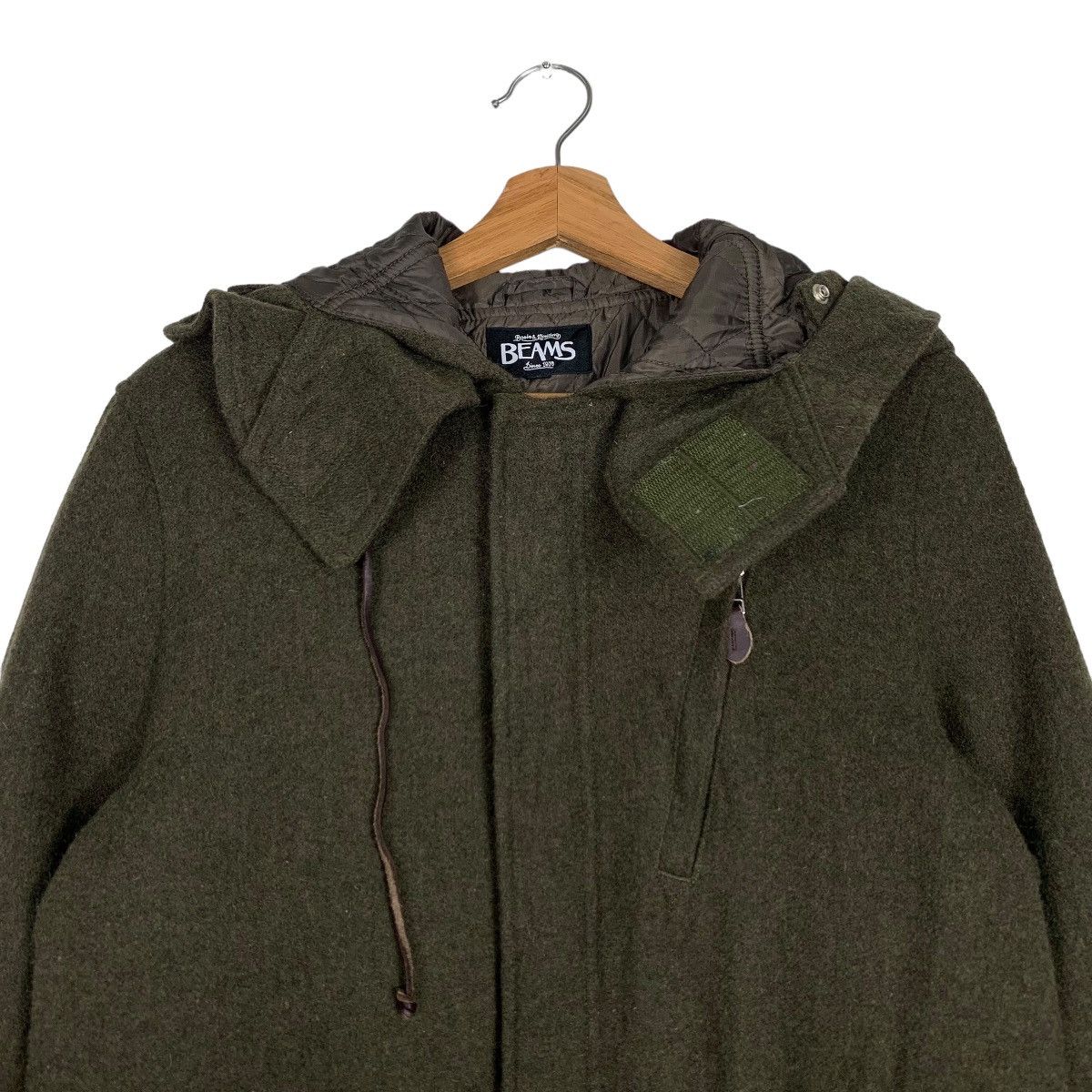 Beams Plus BEAMS Wool Olive Green Hoodie Jacket #0062-C4 Size US L / EU 52-54 / 3 - 3 Thumbnail