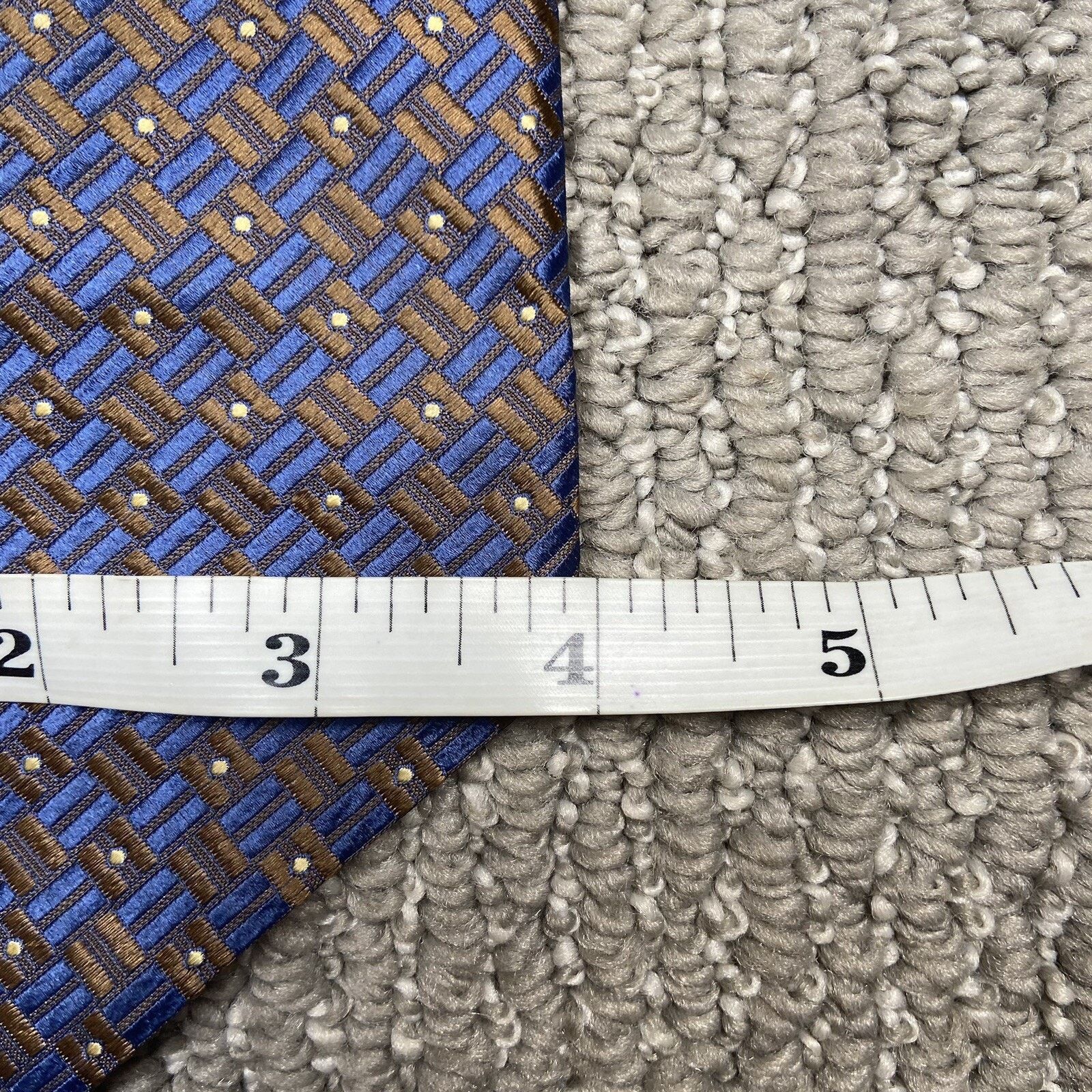 Perry Ellis PERRY ELLIS 100% Silk Tie Men's Blue Brown 4x57 USA Size ONE SIZE - 4 Thumbnail