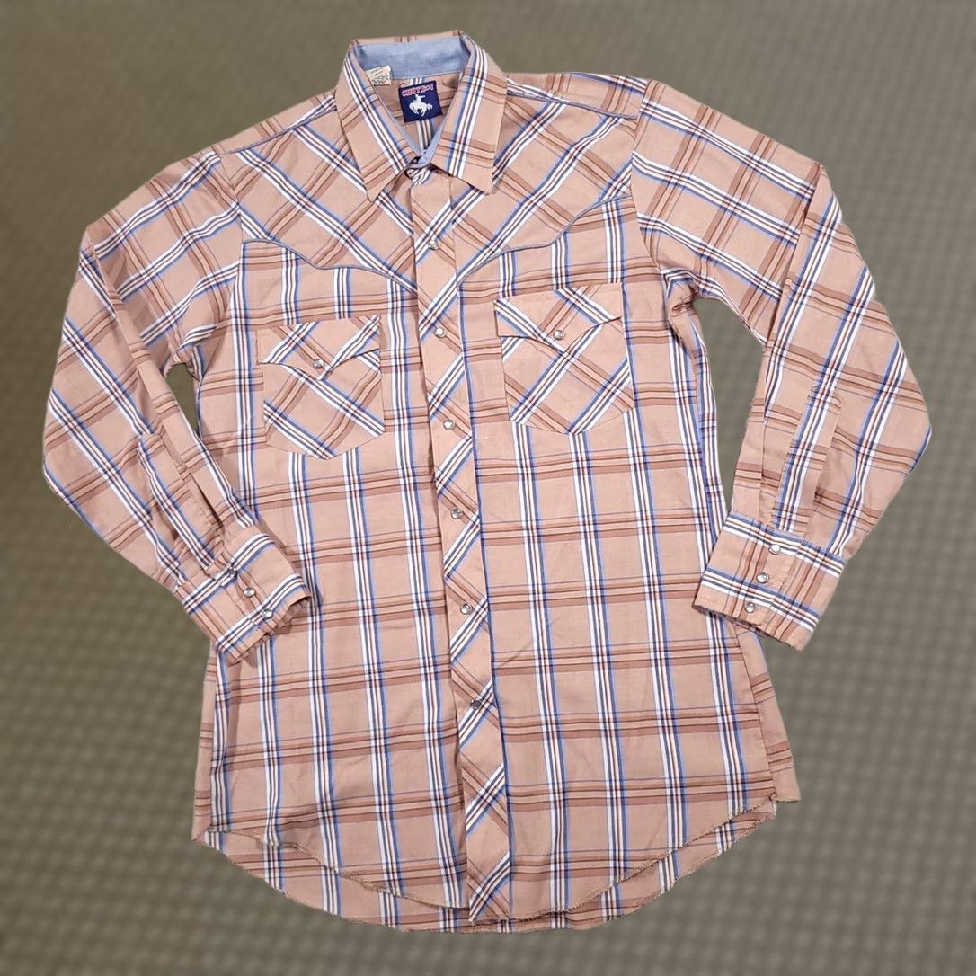 Vintage VINTAGE Chute #1 Shirt Brown Check Pearl Snap Cowboy Rodeo Western Mens 15.5 33 Size US L / EU 52-54 / 3 - 1 Thumbnail
