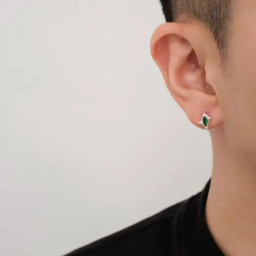 Diamond Earrings x Jewelry Modern Earrings One Pairs Chrome Jewelry in Silver, Men's