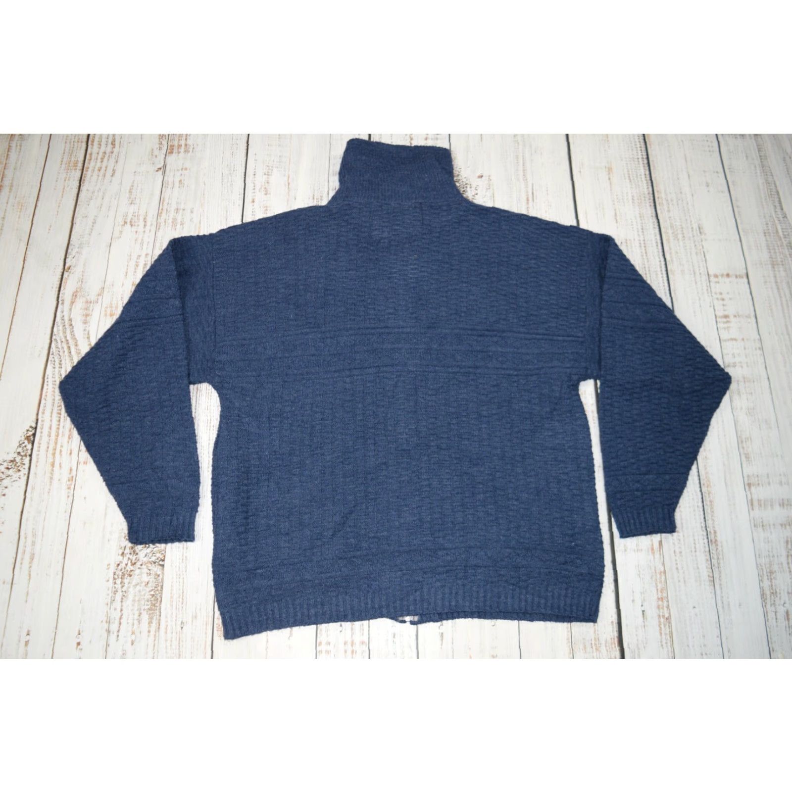 Vintage COMFORT KNITS Men's Full Zip Sweater, Fisherman Knit, Plaid, Blue, 2XL, USA, Casual, All Seasons Size US XXL / EU 58 / 5 - 7 Thumbnail