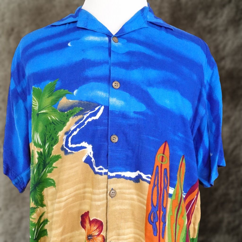 Vintage THUMBS UP FOR HIM SHIRT MENS M 100% RAYON BLUE Floral Button-Up Vintage No 90s Hawaii Beach Style Crew Neck Mens Size US M / EU 48-50 / 2 - 1 Thumbnail