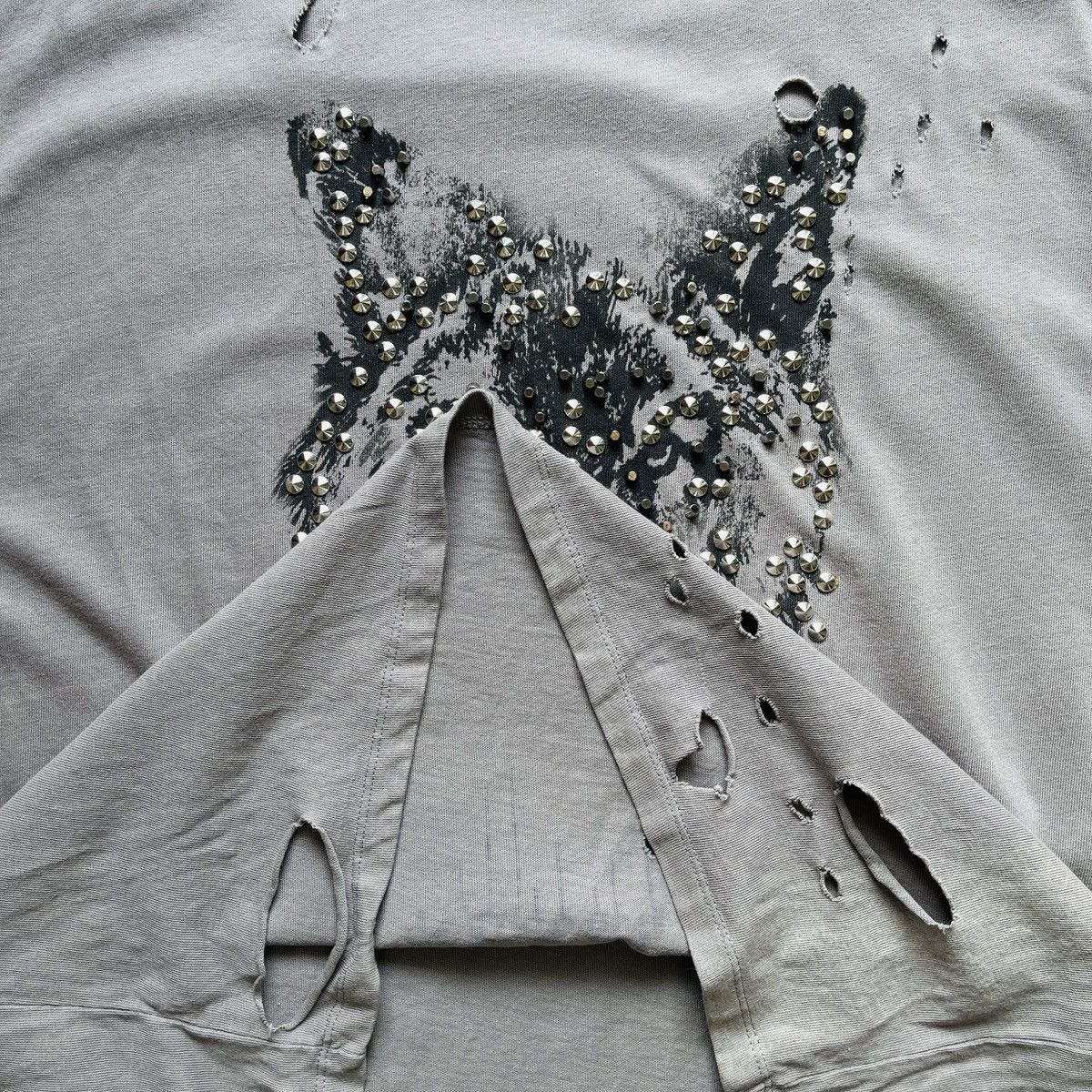 Massimo Dutti Distressed Inditex Beautiful Rebel Stones Fox Ripped TShirt Size US XL / EU 56 / 4 - 14 Thumbnail