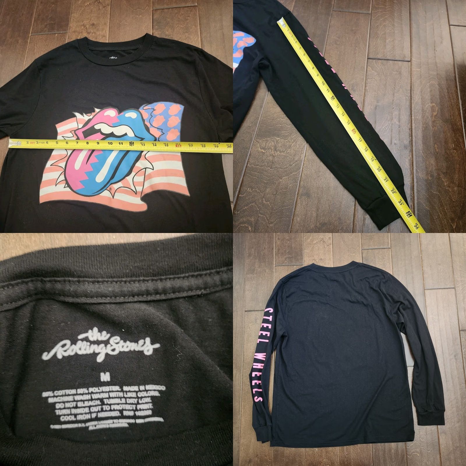 Vintage The Rolling Stones Steel Wheels Graphic T-shirt Men M Black Long Sleeve Crew Neck Logo Retro Band All Seasons Size US M / EU 48-50 / 2 - 8 Thumbnail