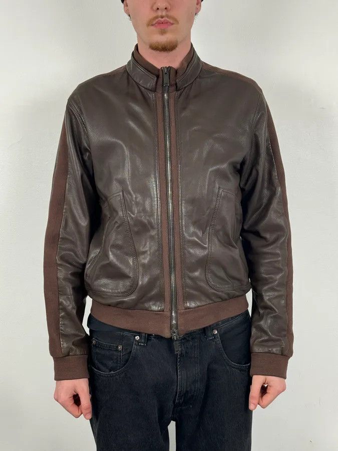 Emporio Armani SS2008 Emporio Armani Brown Lined Leather Biker Jacket Size US L / EU 52-54 / 3 - 2 Thumbnail