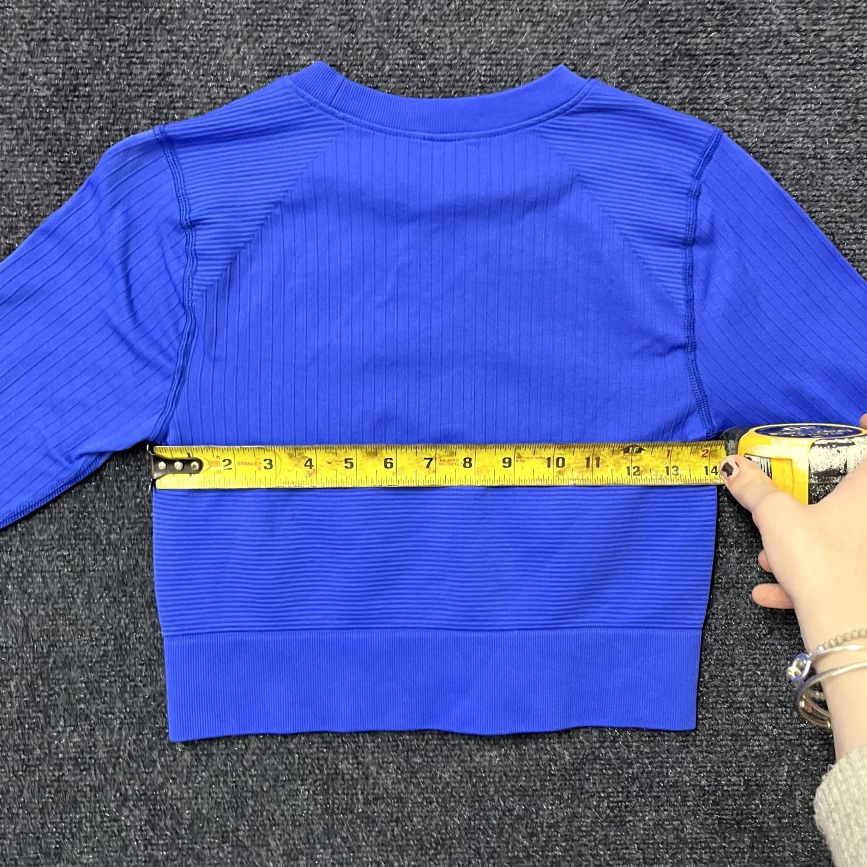Vintage DSG Twitch + Allison Shirt Womens Small Blue Ribbed Cropped Long Sleeve Top Size S / US 4 / IT 40 - 4 Thumbnail