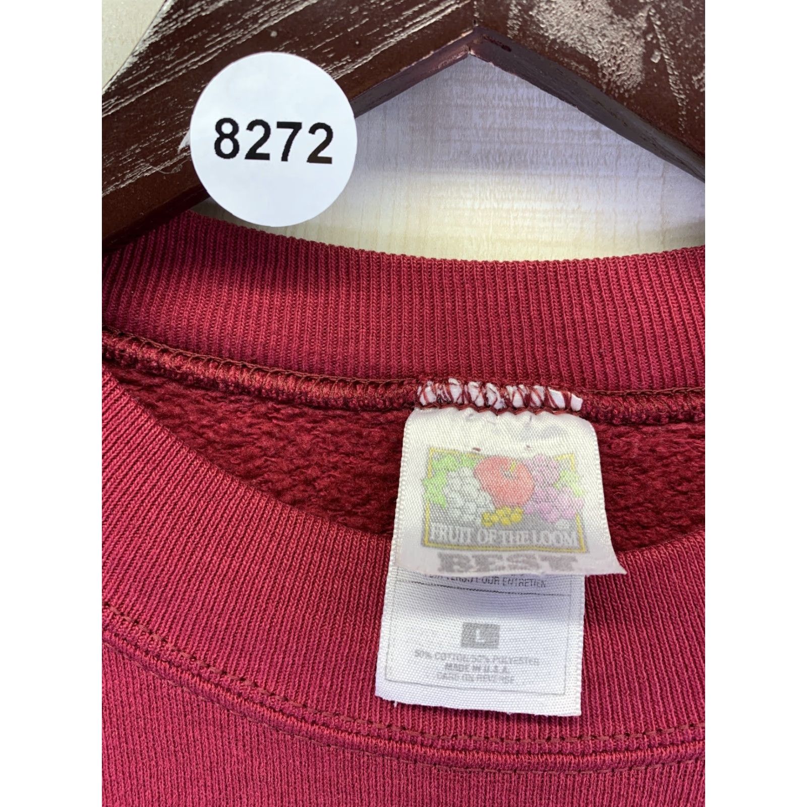 Fruit Of The Loom VINTAGE Arizona Embossed Cowboy Boot Sweatshirt Mens Womens Size L Burgundy USA Made-8272 Size L / US 10 / IT 46 - 2 Thumbnail