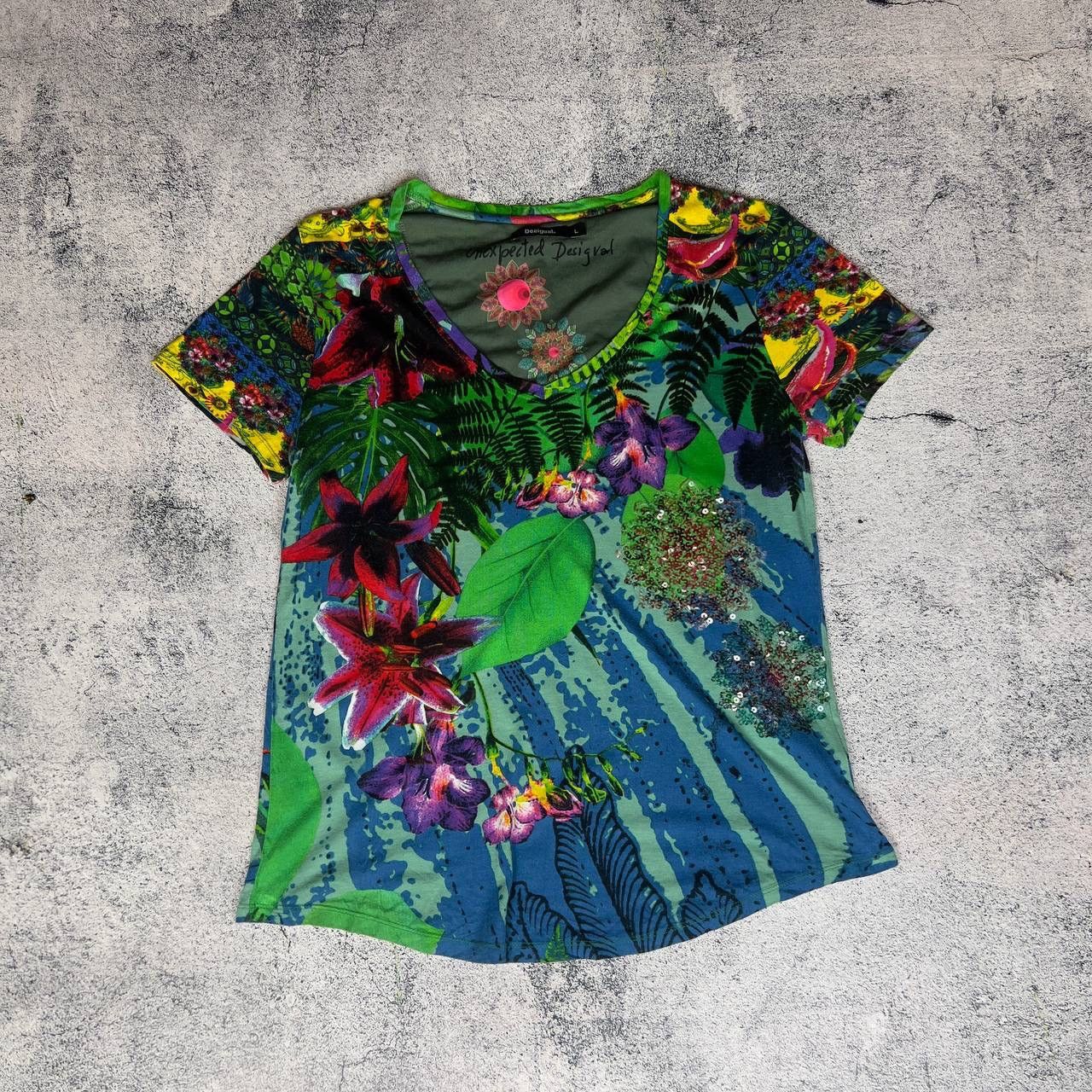 Desigual Desigual Tee Women's Size L Multicolor Viscose Short Sleeve` Size L / US 10 / IT 46 - 1 Thumbnail