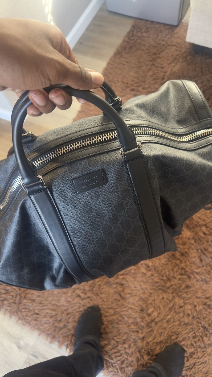 GG Supreme Black Carry On Duffle Bag