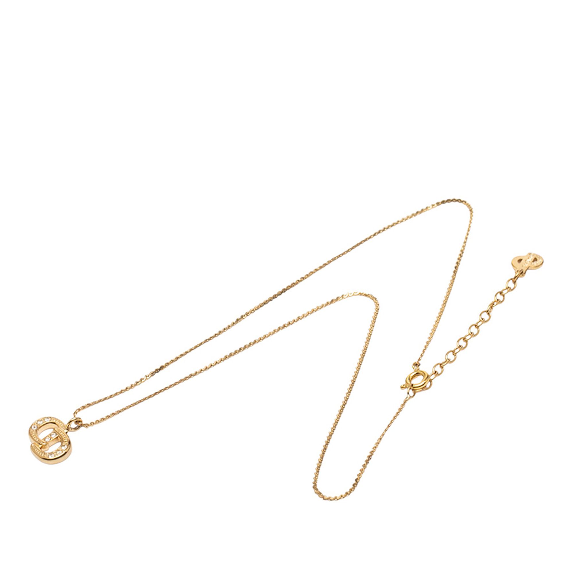 Dior Dior Gold Plated Rhinestone CD Logo Pendant Necklace Size ONE SIZE - 1 Thumbnail