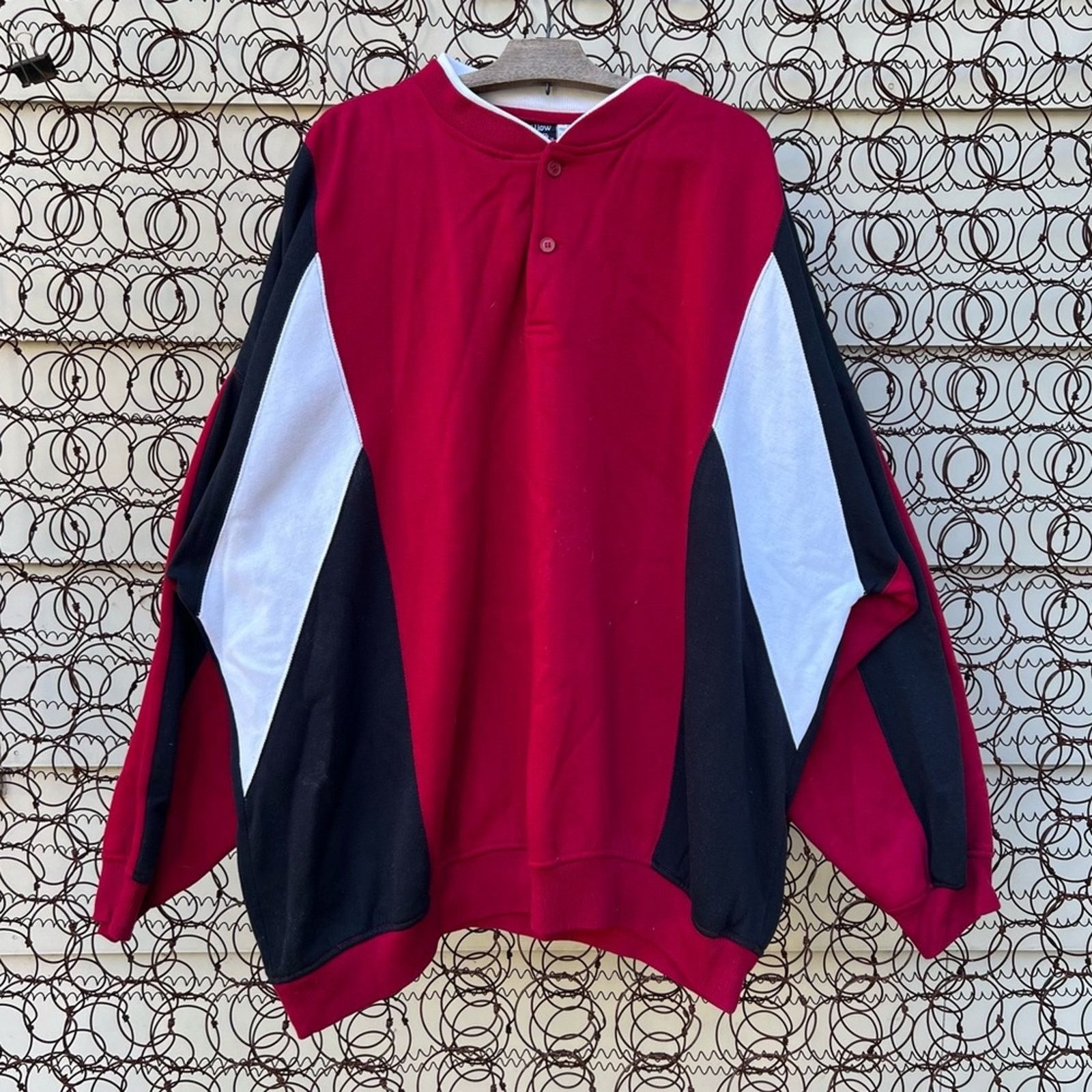 VTG 80s 90s willow bay color block Henley sweatshirt red 2XL