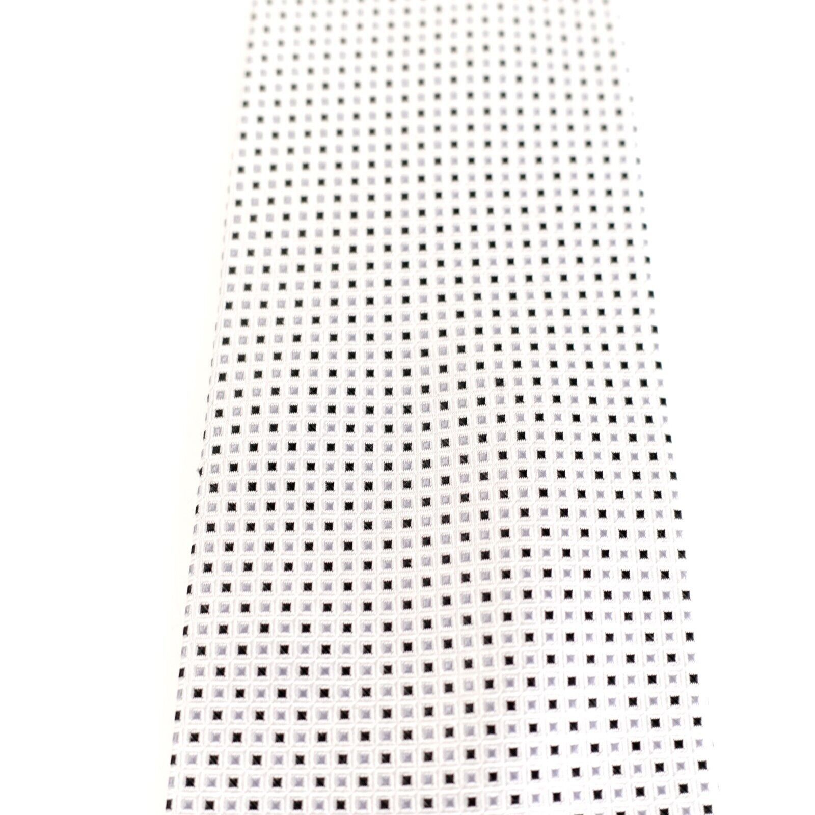 Pronto Uomo Pronto Uomo White Geometric Check Woven Silk Tie Size ONE SIZE - 2 Thumbnail