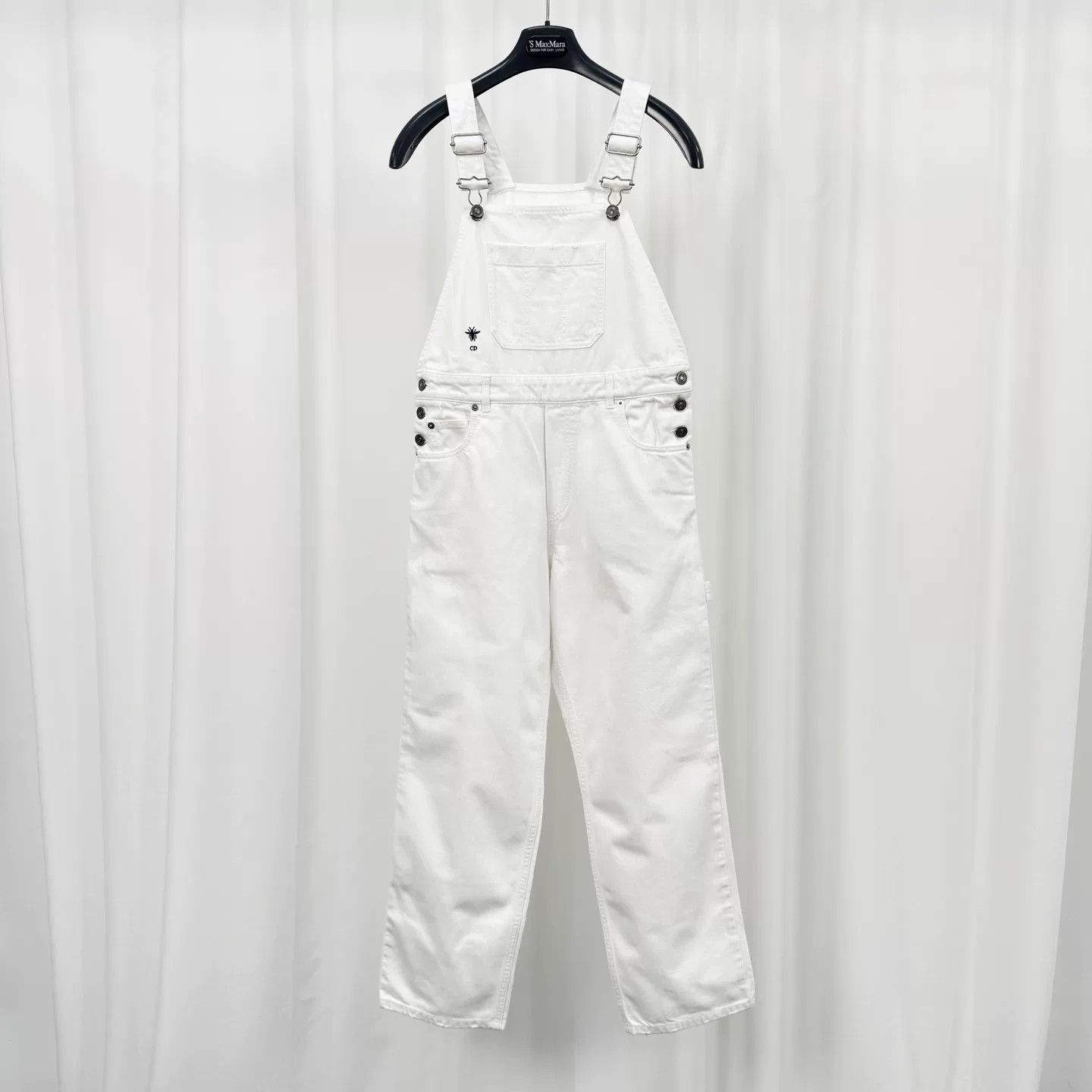 Dior Dior Embroidered Bee White Denim Overalls Size 34" / US 12 / IT 48 - 1 Thumbnail