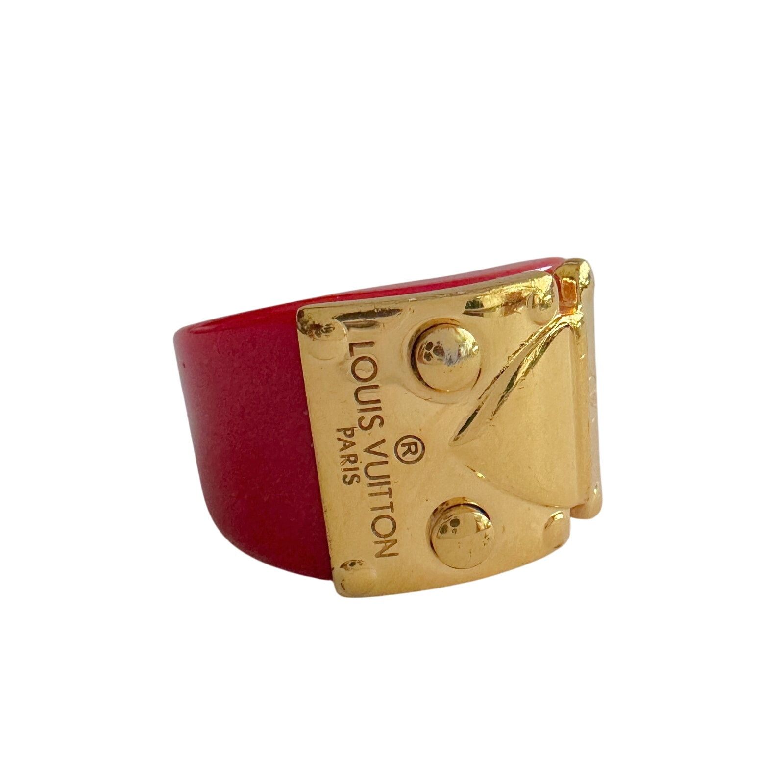 Louis Vuitton Louis Vuitton LockMe Fuchsia Resin Gold Tone Ring Size ONE SIZE - 4 Thumbnail