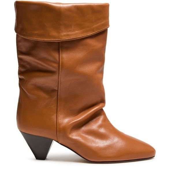 ISABEL MARANT Dalby Brown Leather 55mm Heel Western Ankle Bo