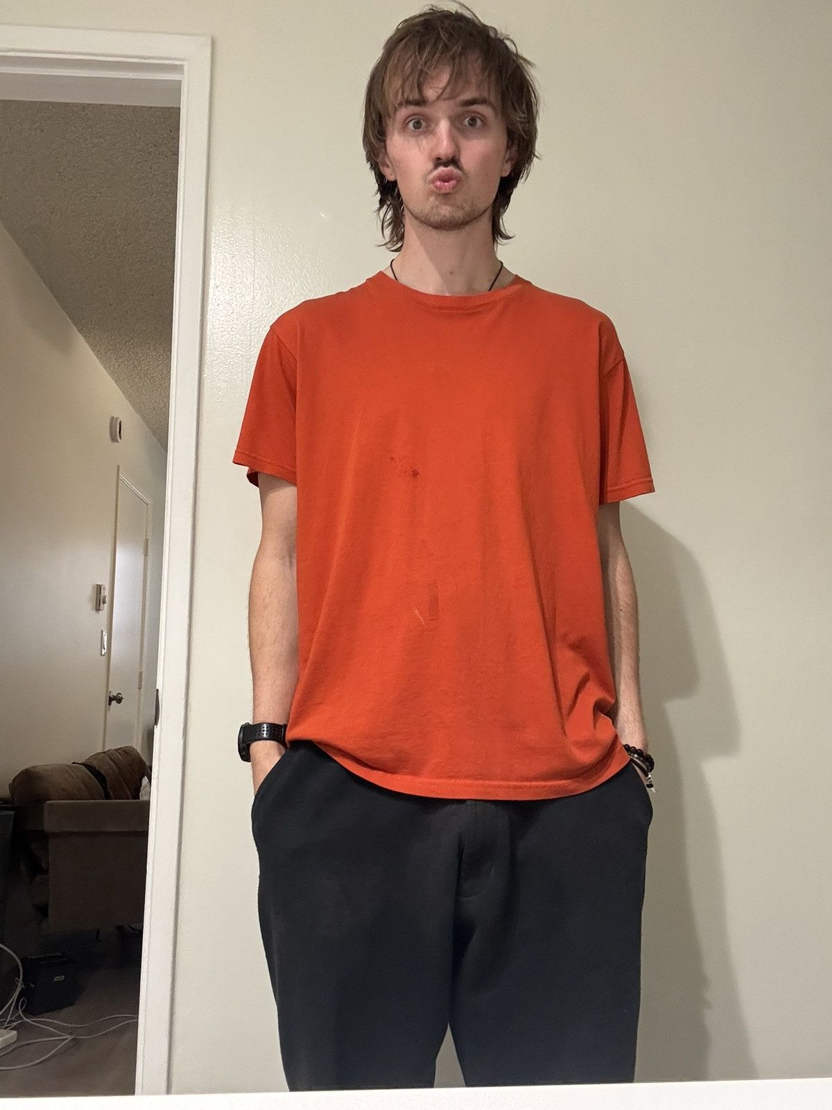 Uniqlo Men’s large orange UNIQLO short sleeve shirt Size US L / EU 52-54 / 3 - 1 Thumbnail