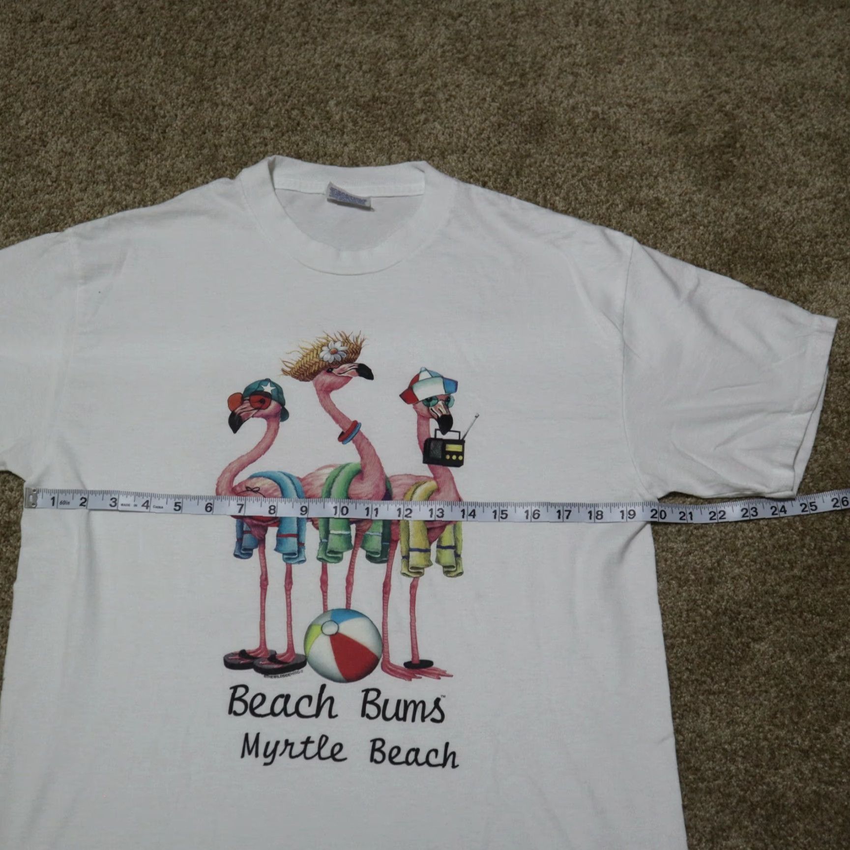 Hanes Hanes T-Shirt Myrtle Beach Beach Bums South Carolina SC White M Medium Mens Shirt 90s Beach Theme Size US M / EU 48-50 / 2 - 2 Thumbnail