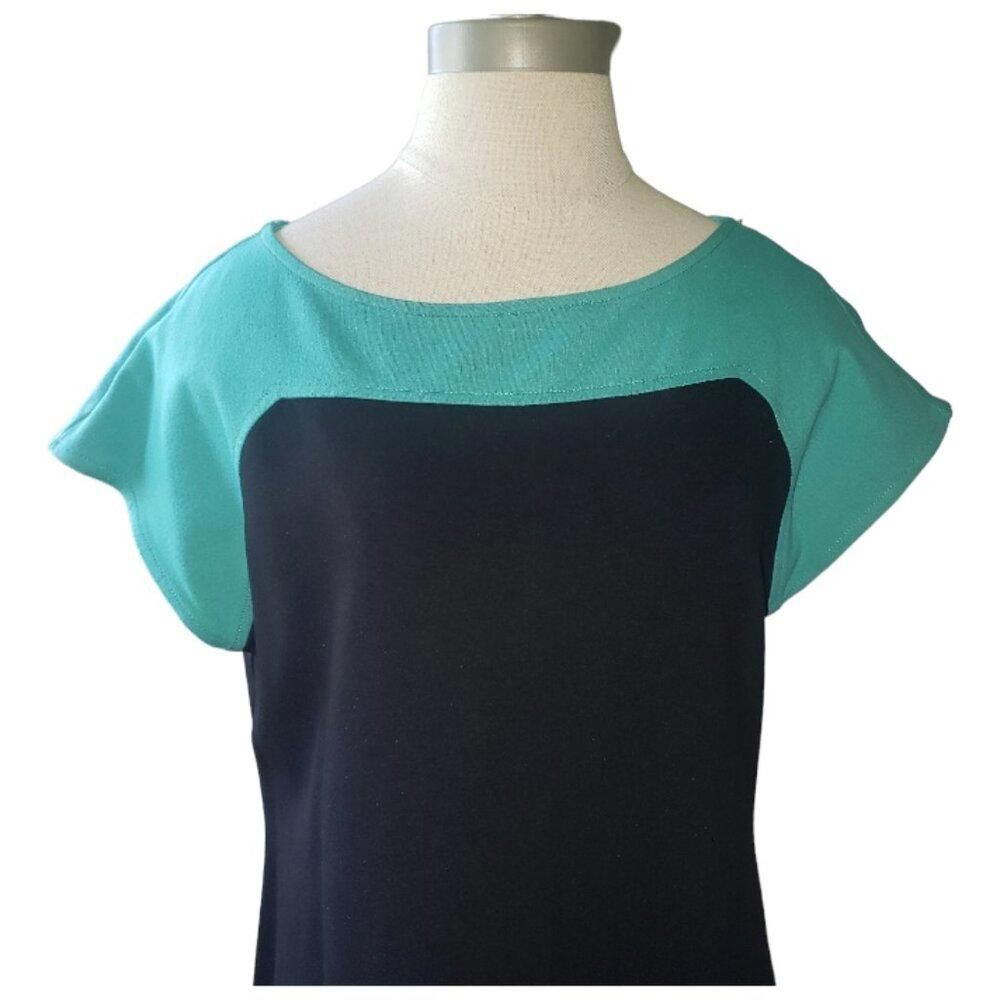 Designer CT1621 Talbots Aqua & Black Office Dress S Size S / US 4 / IT 40 - 2 Thumbnail
