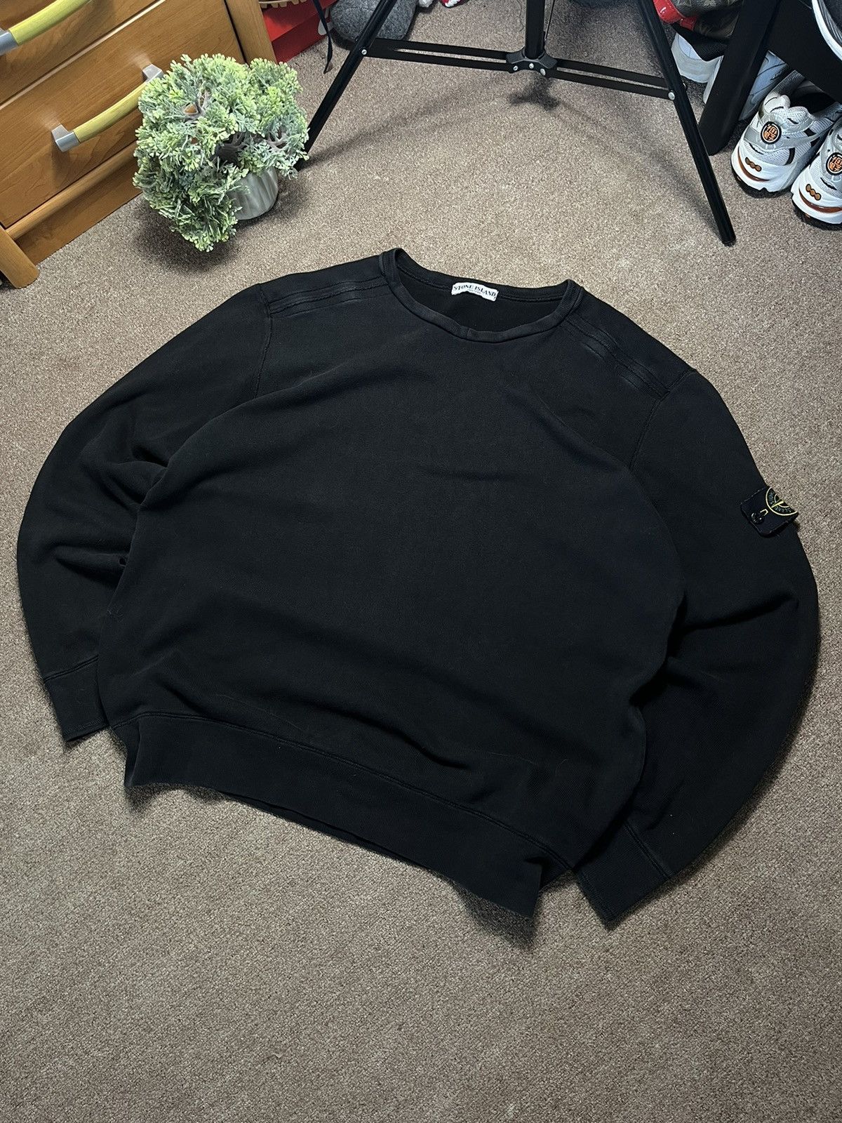 image of Massimo Osti x Stone Island Vintage Stone Island Y2K Oversize Sweaters in Black, Men's (Size XL)