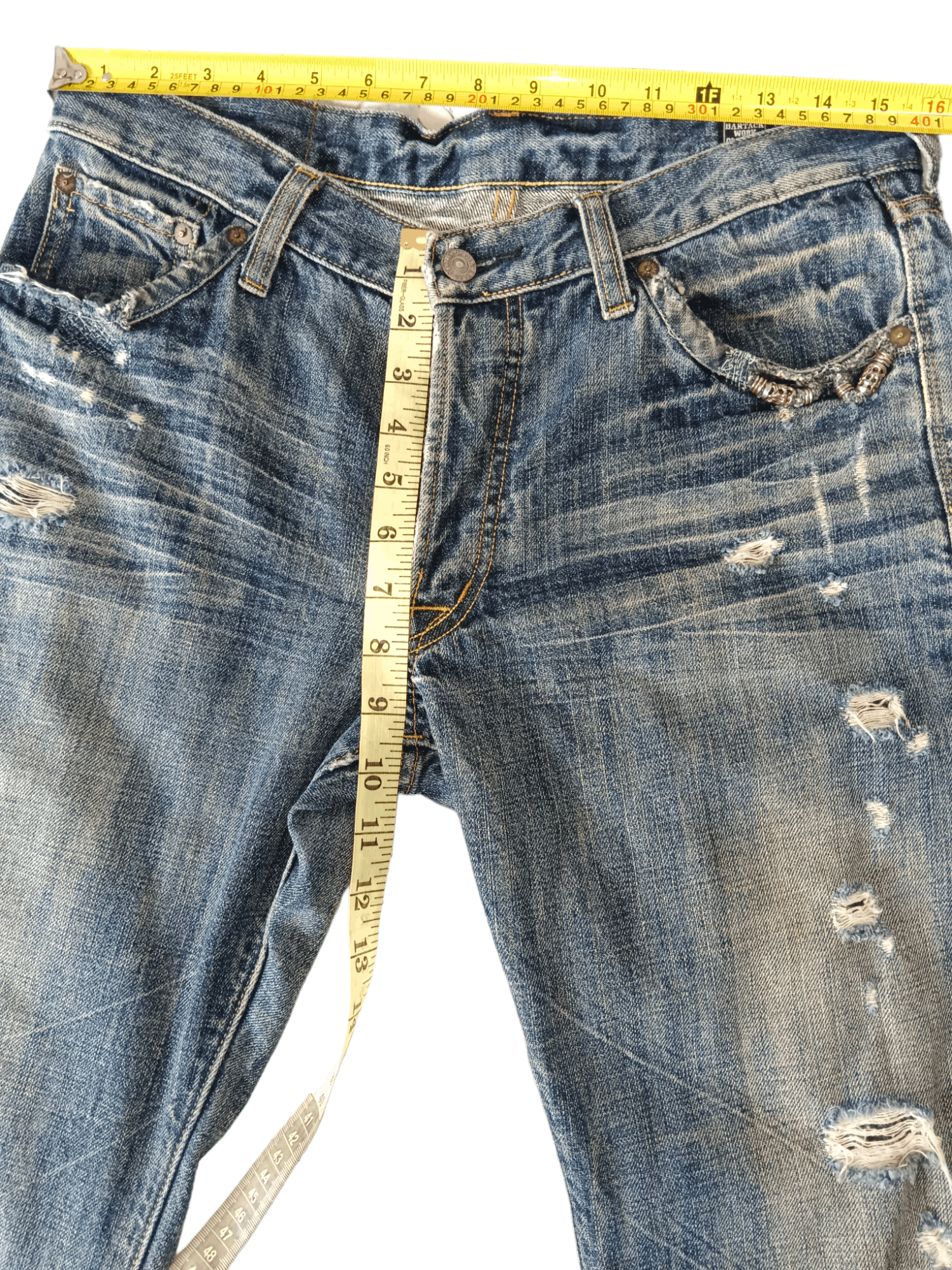 If Six Was Nine × Japanese Brand × Tornado Mart Bartack Seditionaries Distress Denim Size US 31 - 8 Thumbnail