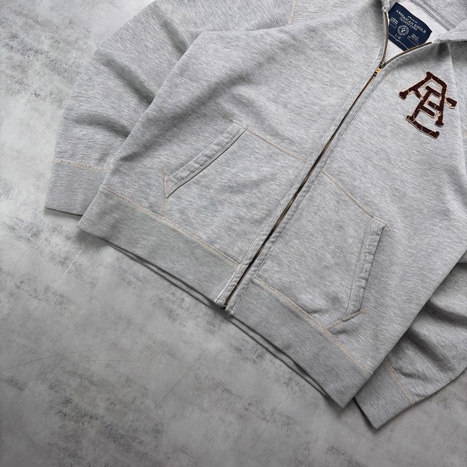 American Eagle Outfitters Y2K Grey American Eagle Grunge Heavyweight Zip Up Hoodie Size US L / EU 52-54 / 3 - 4 Thumbnail