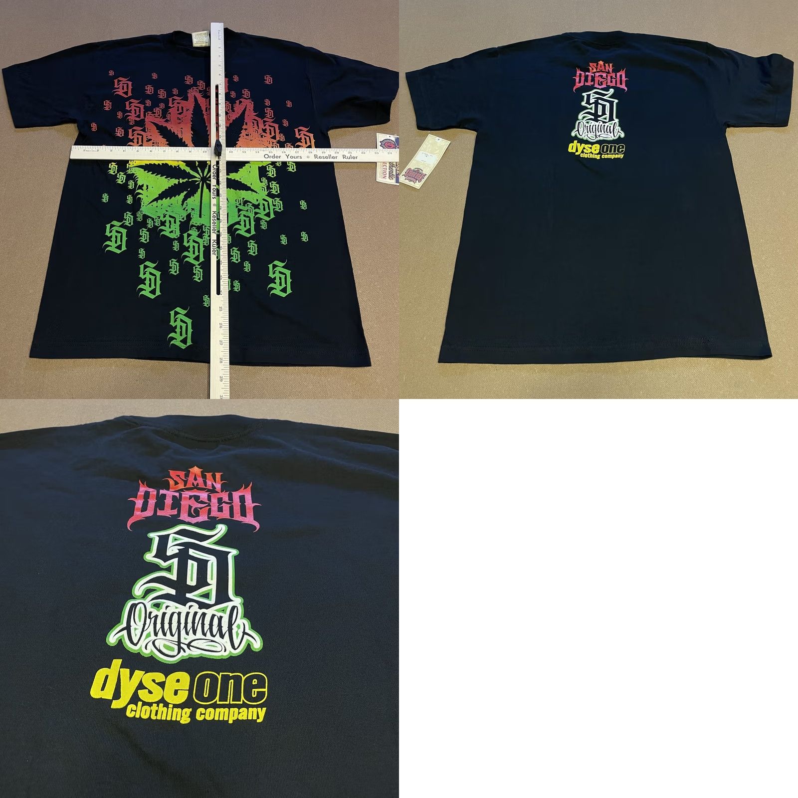 Vintage Dyse One Shirt Mens Medium Black Rasta Leaf San Diego Streetwear Tee NWT USA Size US M / EU 48-50 / 2 - 8 Thumbnail