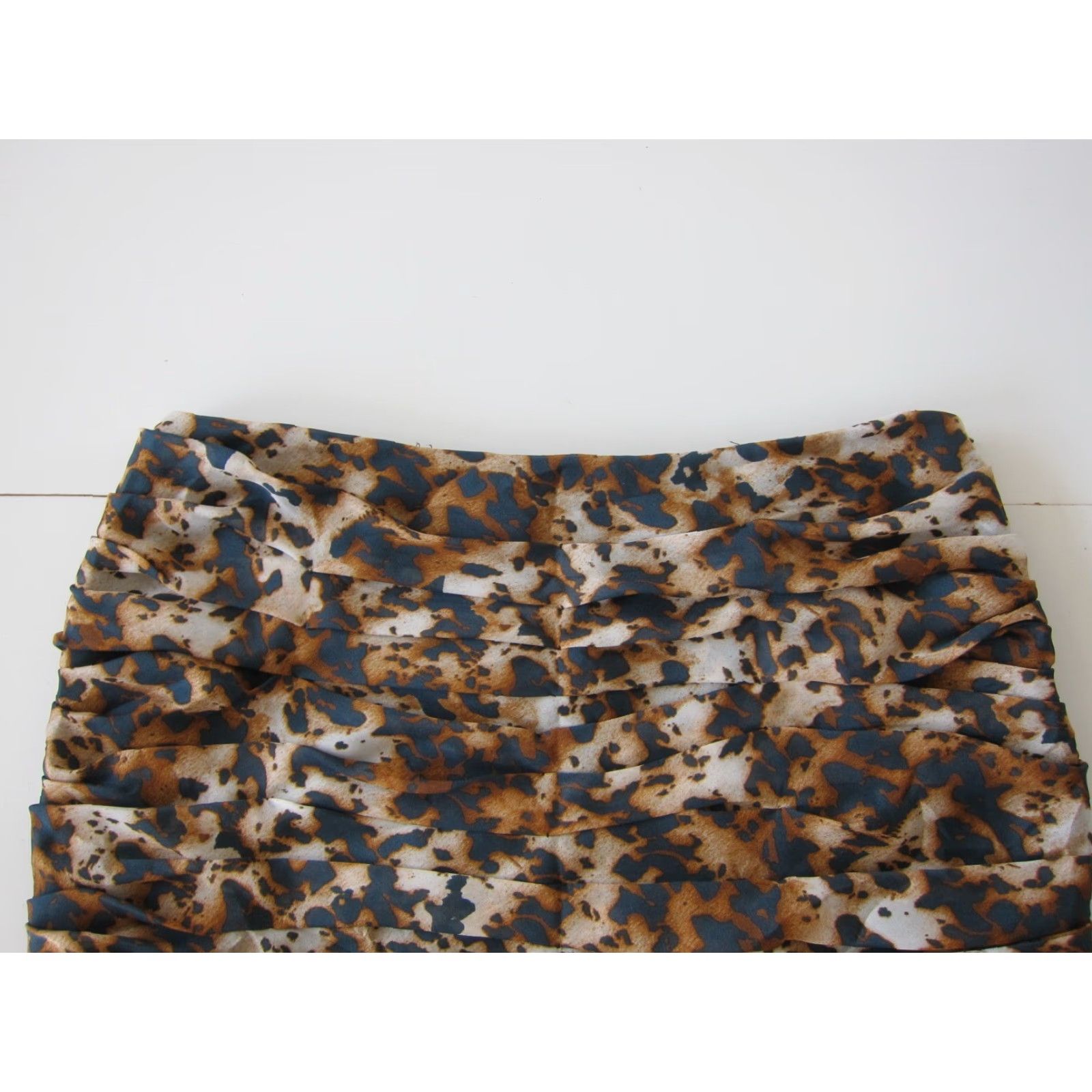 Vintage VINTAGE New York & Company Collection Brown Black Leopard Ruffle Ruched Mini Skirt 8 Size 30" / US 8 / IT 44 - 3 Thumbnail