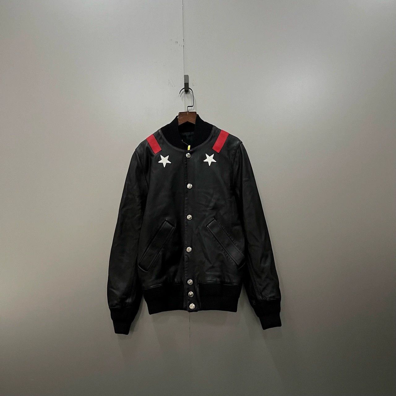givenchy striped star print leather jacket