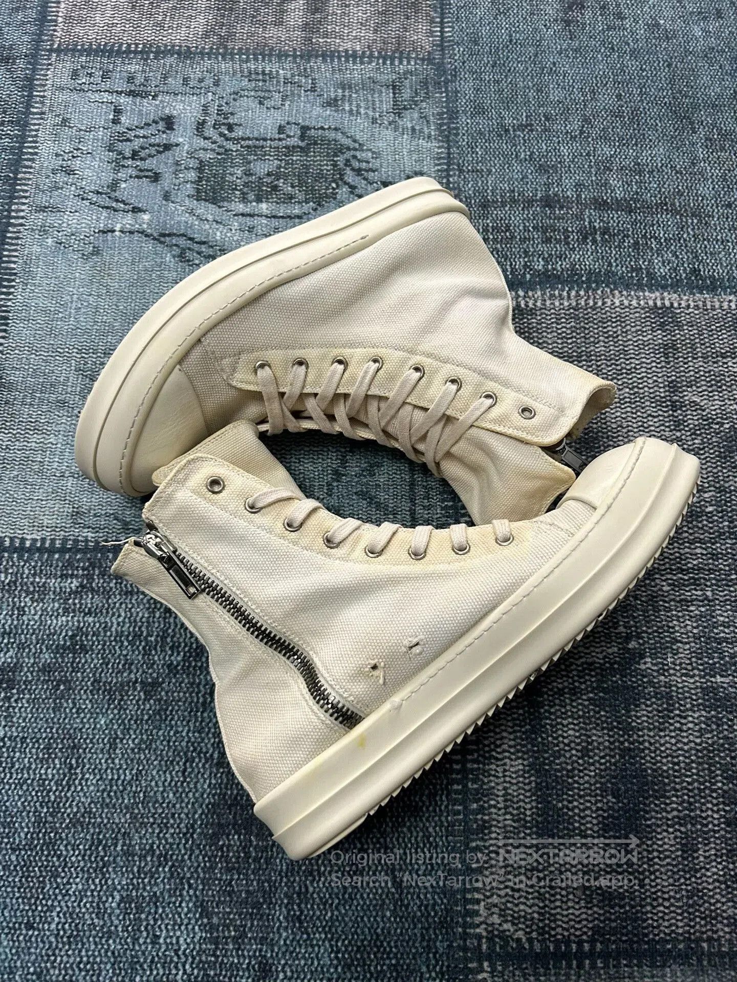 Rick Owens Rick Owens White Canvas Sneakers. Size US 8.5 / EU 41-42 - 3 Thumbnail