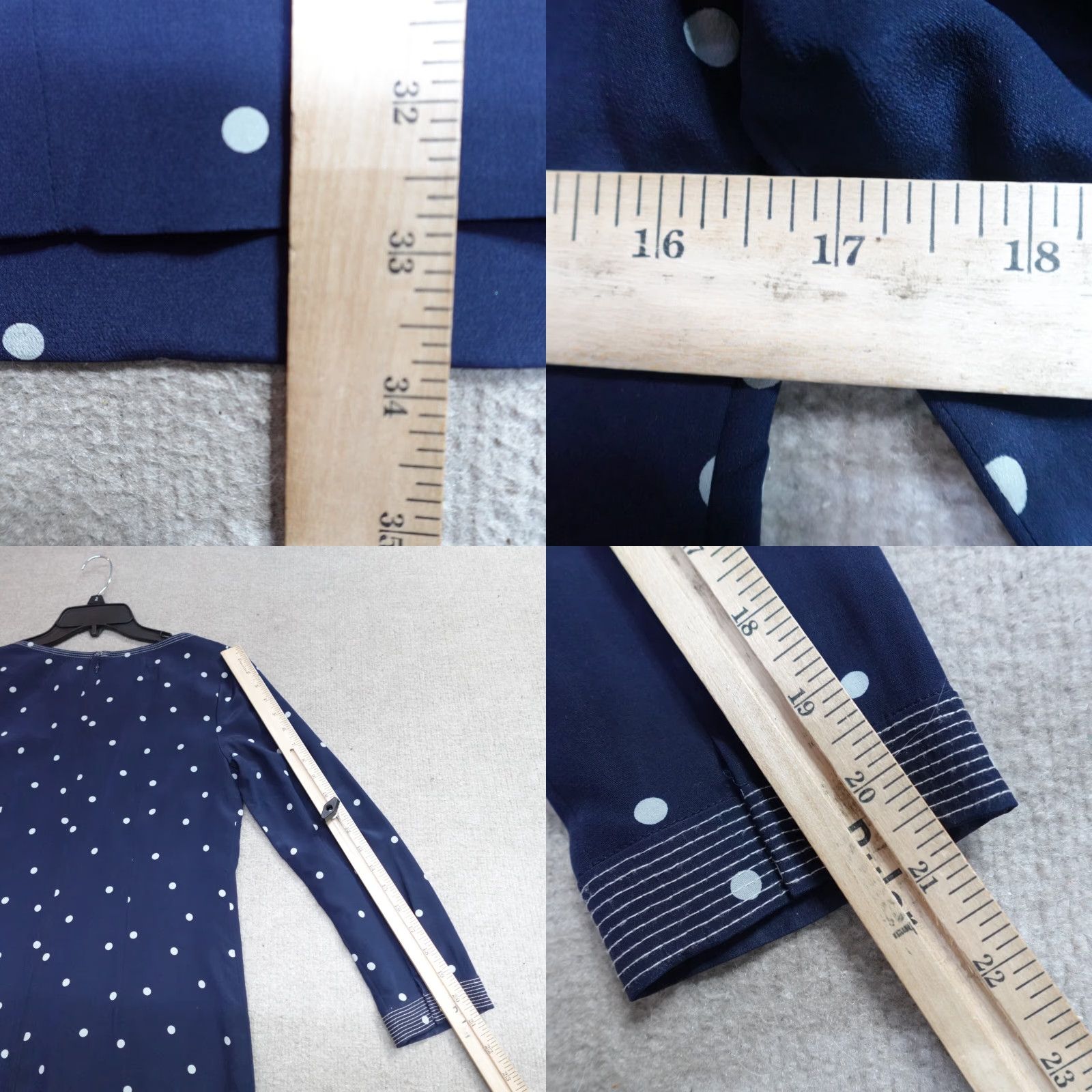 J.Crew J.CREW Dress Blue Polka Dot Silk Lined Shift 2 Womens Knee Length 3/4 Sleeve Collared Zip Vintage No Size XS / US 0-2 / IT 36-38 - 8 Thumbnail