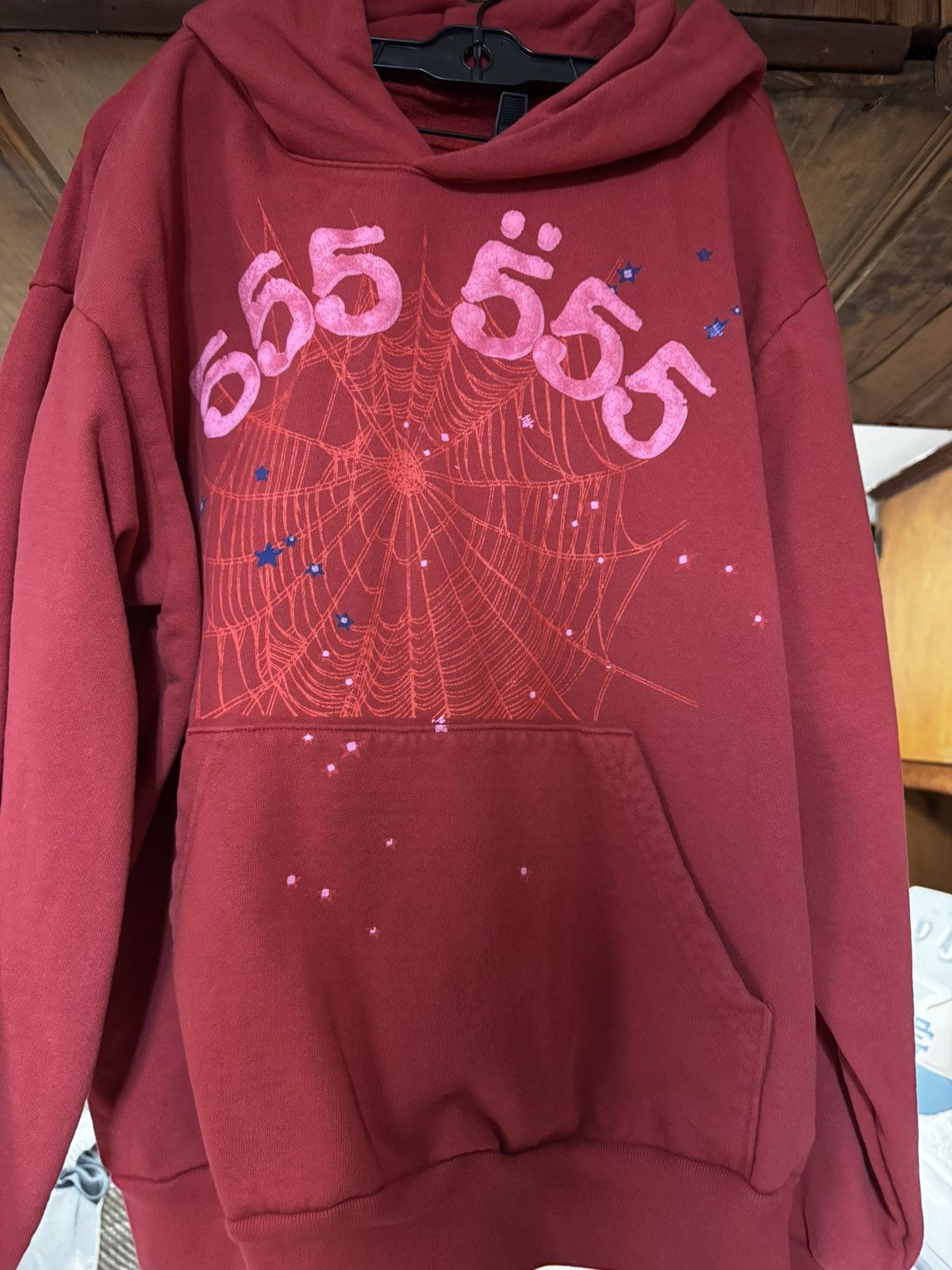 Pre-owned Sp5der Og Web Hoodie Red