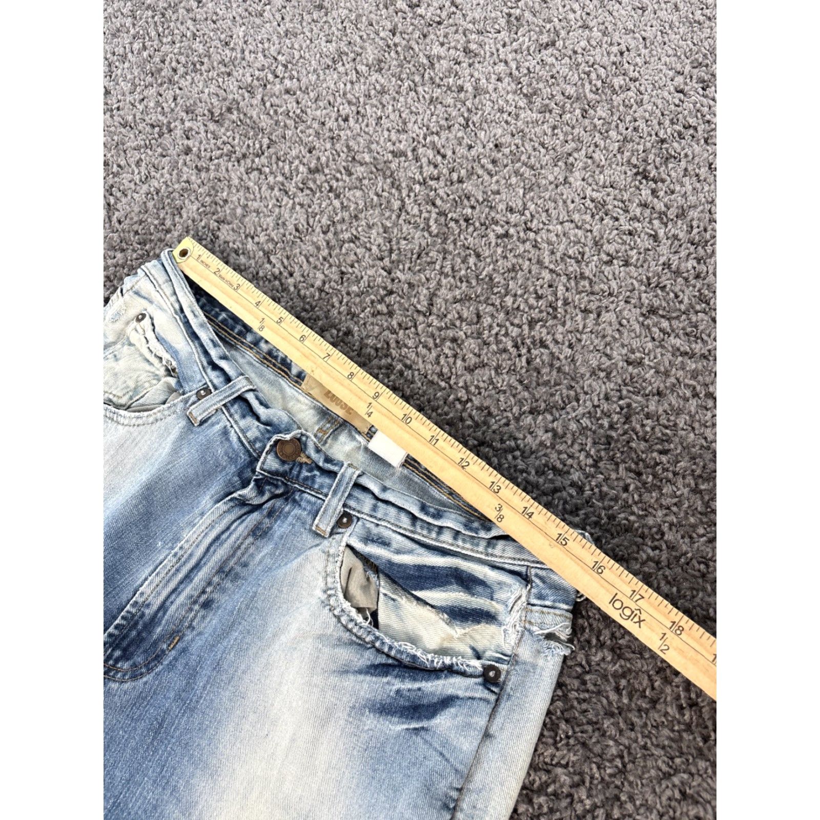 Old Navy VINTAGE Old Navy Jeans Mens 32x30 Distressed Acid Wash Blue Wide-Leg 90s Mens Size US 32 / EU 48 - 4 Thumbnail