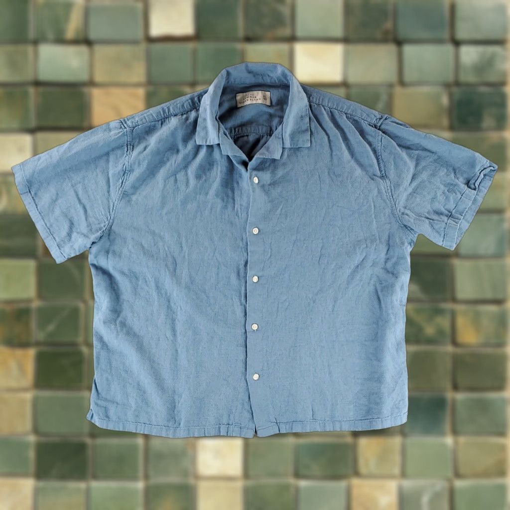 Abercrombie & Fitch VINTAGE Abercrombie & Fitch Summer Linen Blend Button Up Shirt Short Sleeve Blue Mens XL Size US XL / EU 56 / 4 - 1 Thumbnail