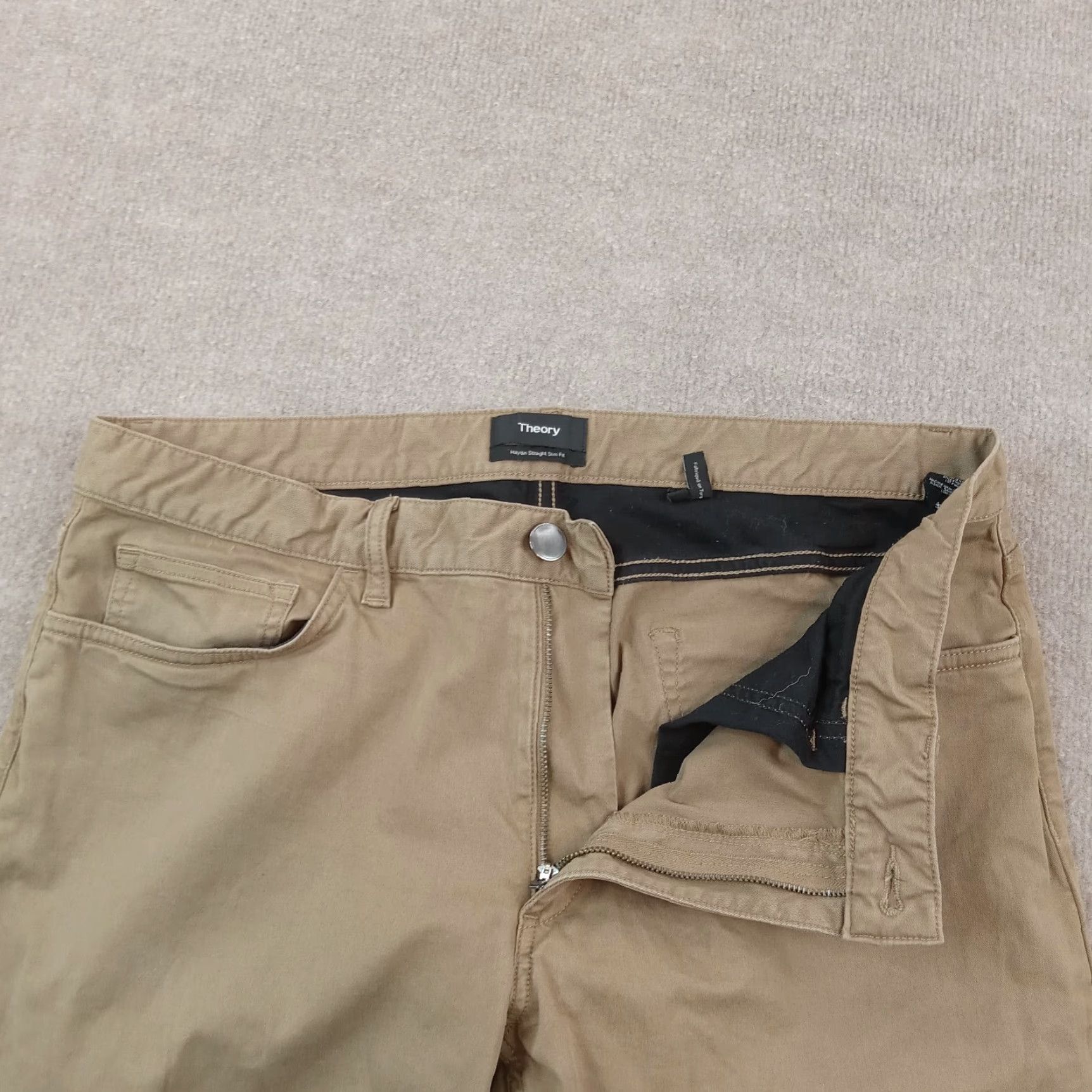 Theory Theory Mens Haydin Straight Slim Fit 36x30 Extra Large XL Brown Casual Stretch Comfort Pants Size US 36 / EU 52 - 6 Thumbnail