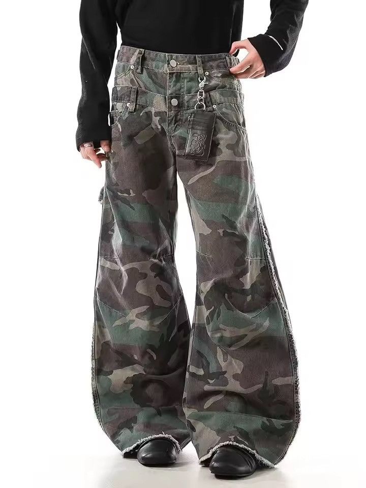 Vintage Kinuka x Misa Camo Cargo Wide Stacked Flare Pants Size US 33 - 11 Thumbnail