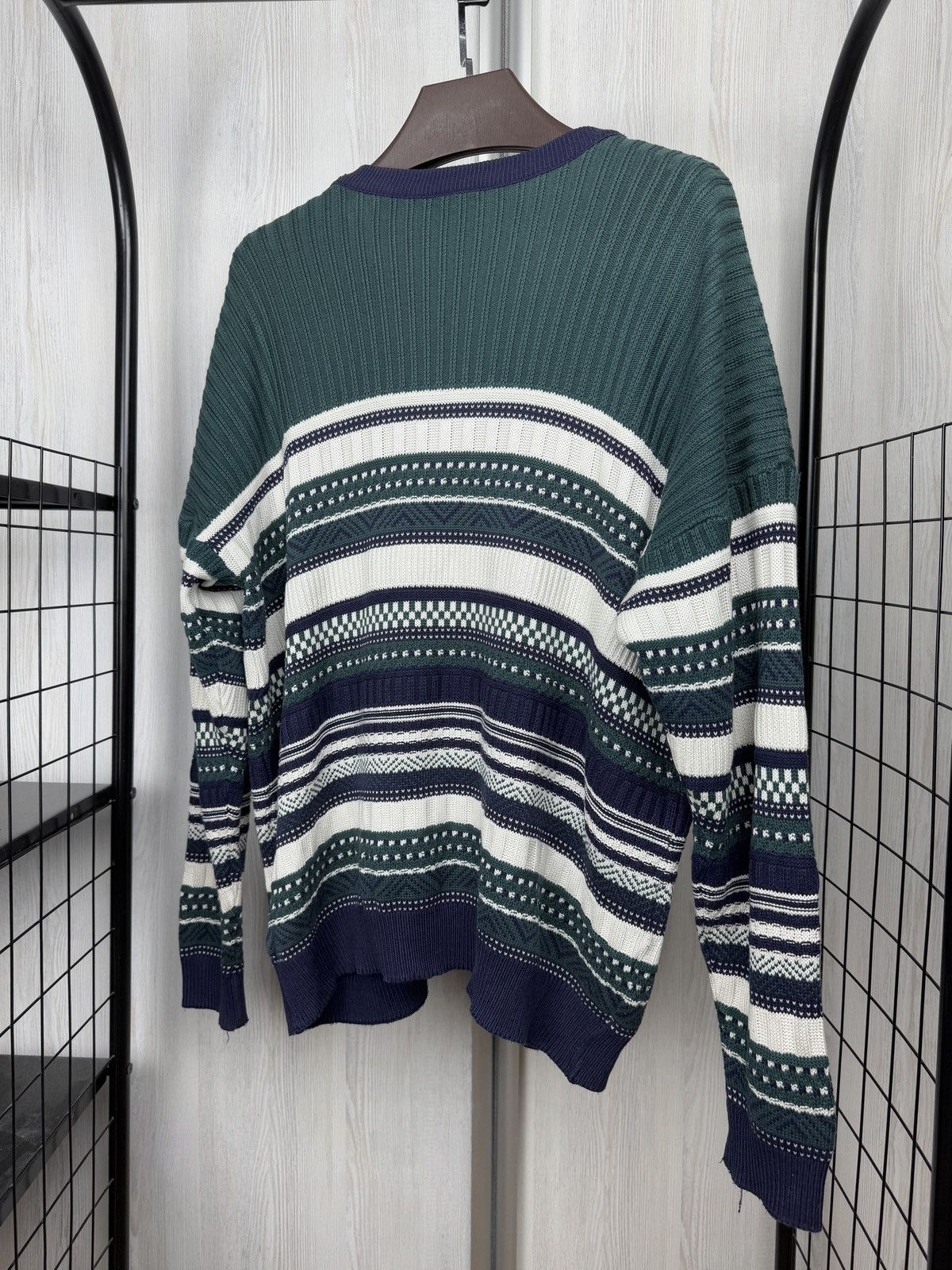 Lacoste Lacoste vintage 90s green striped cotton blend cardigan Size US L / EU 52-54 / 3 - 9 Thumbnail