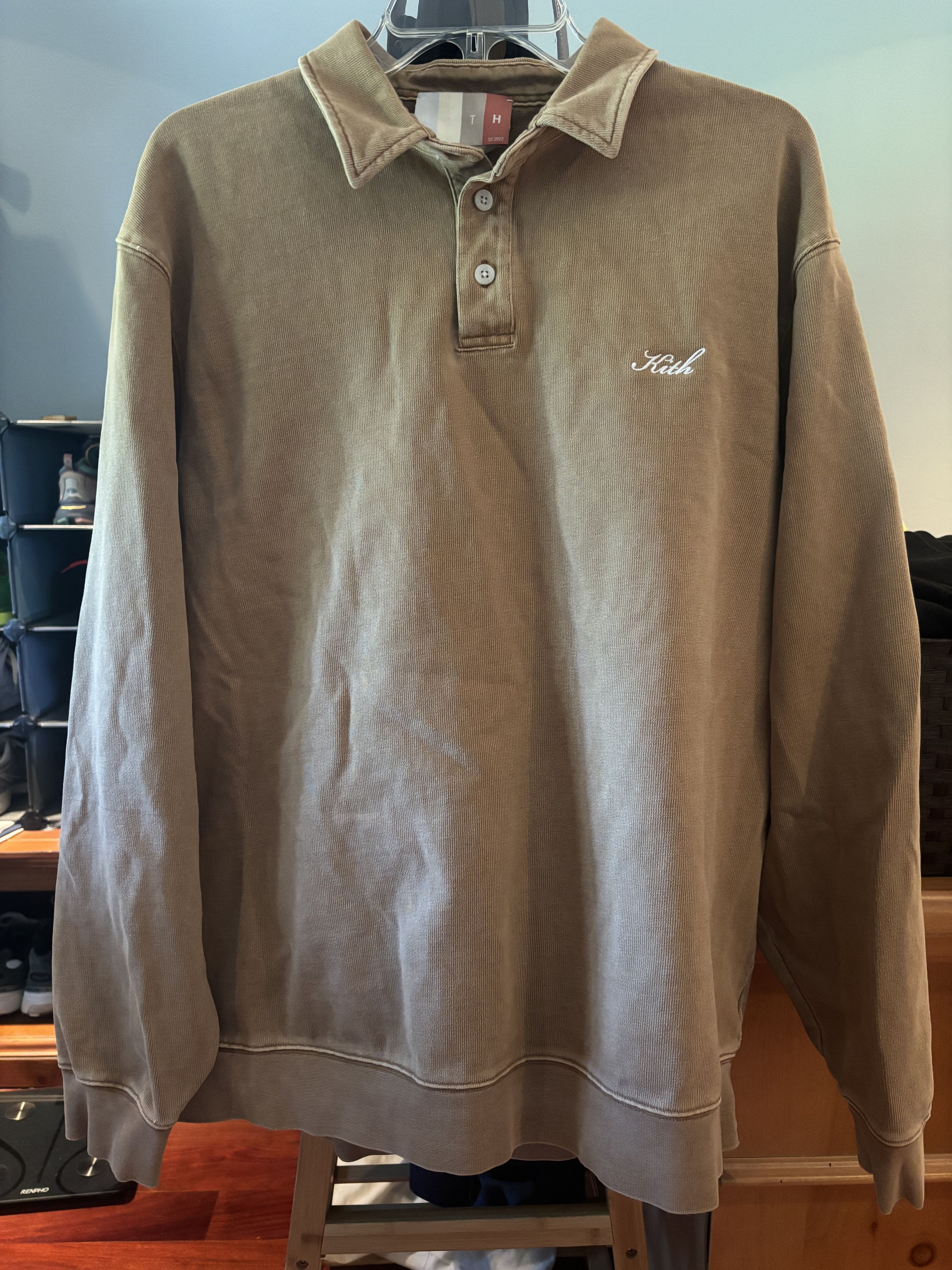 image of Kith Harmon Rugby Pullover in Oxford Tan, Men's (Size XL)