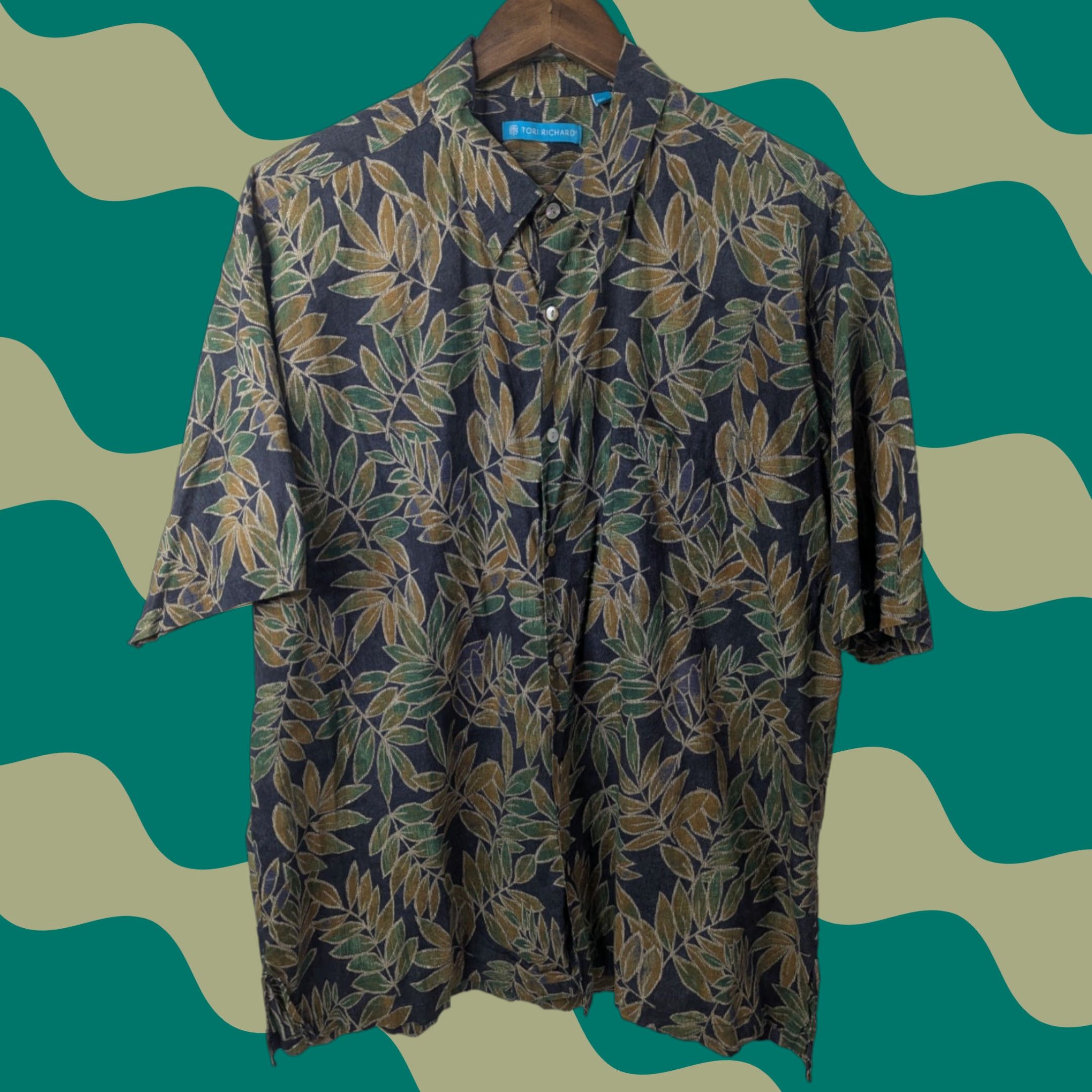 Tori Richard Tori Richard Men's Hawaiian Shirt Hawaiian Leaves Design Cotton Lawn Size XL Multicolor Button-Up Short Sleeve Casual Size US XL / EU 56 / 4 - 1 Thumbnail