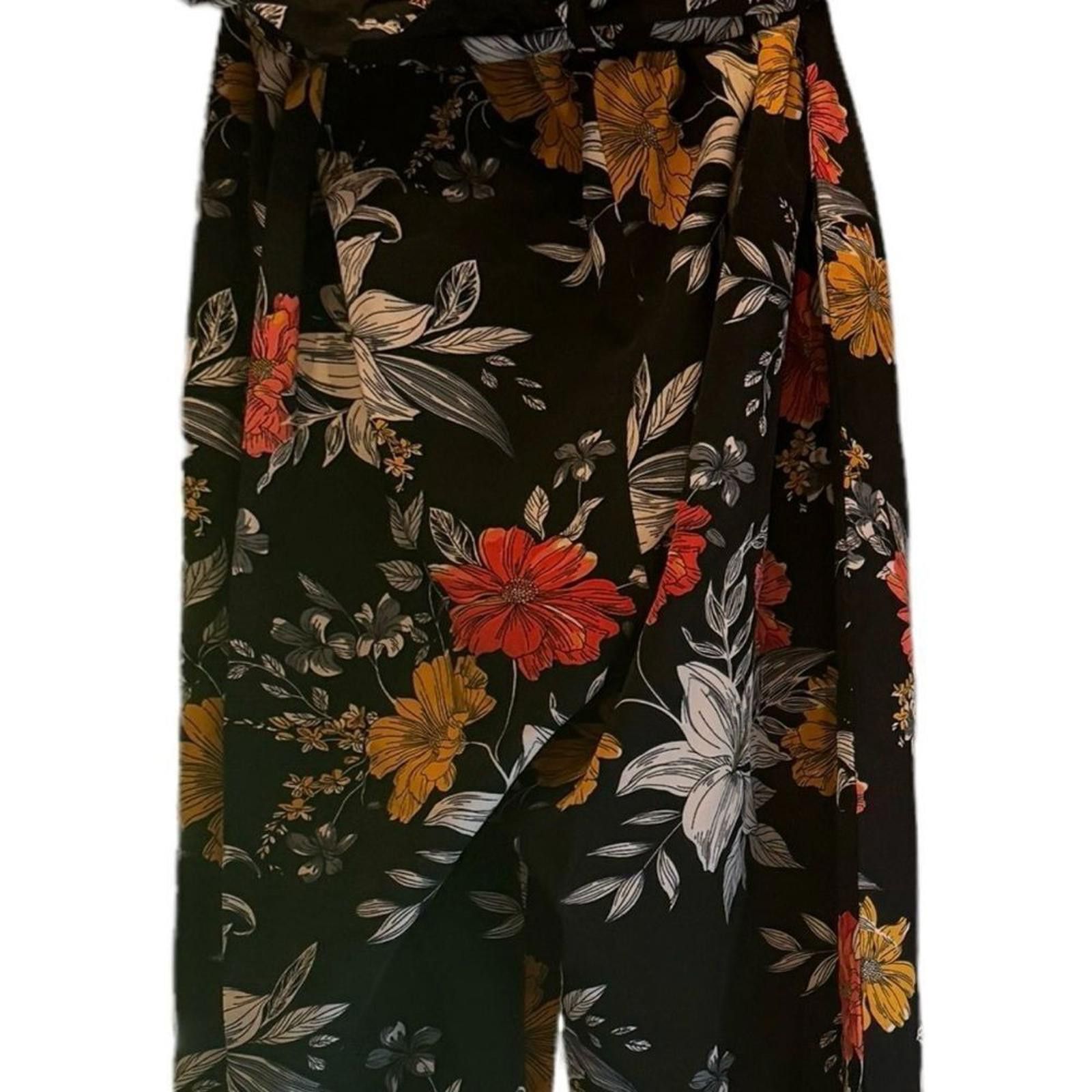 Shein SHEIN. Floral VCAY Wide Leg Pants Matching Belt. Size Small. Size 28" / US 6 / IT 42 - 12 Thumbnail