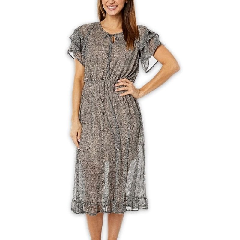Other Bobeau Midi Dress Fit & Flare Spotted Brown Women's S NWOT Size S / US 4 / IT 40 - 1 Thumbnail