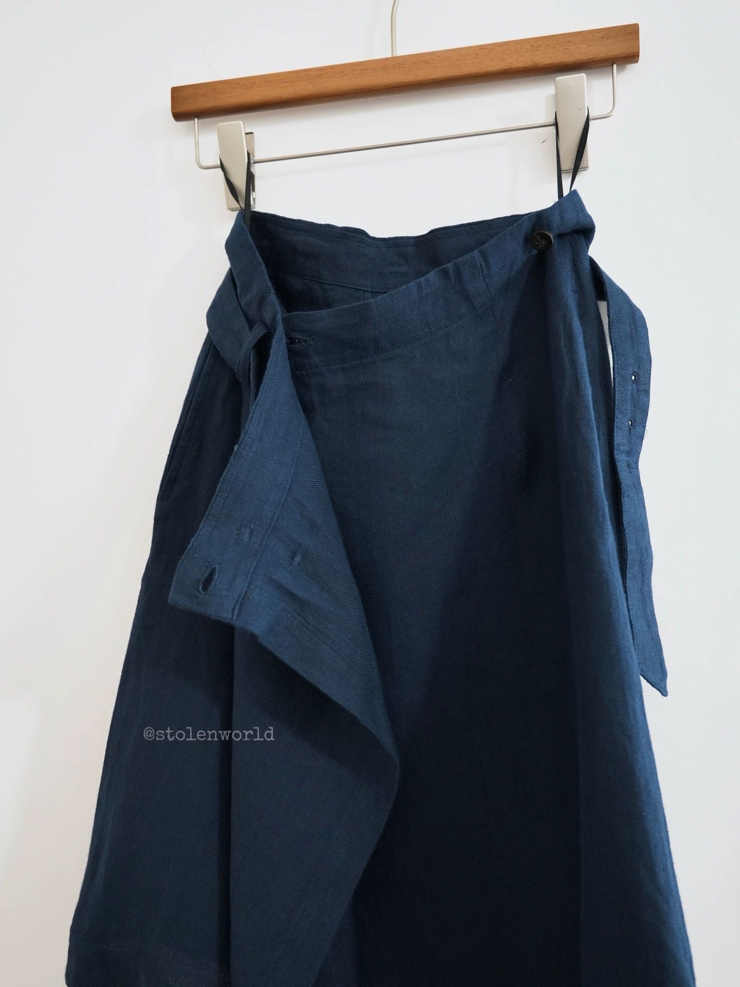Comme des Garcons CDG 90s Tricot Deep Blue Linen Wrap Skirt S Size 26" / US 2 / IT 38 - 3 Thumbnail
