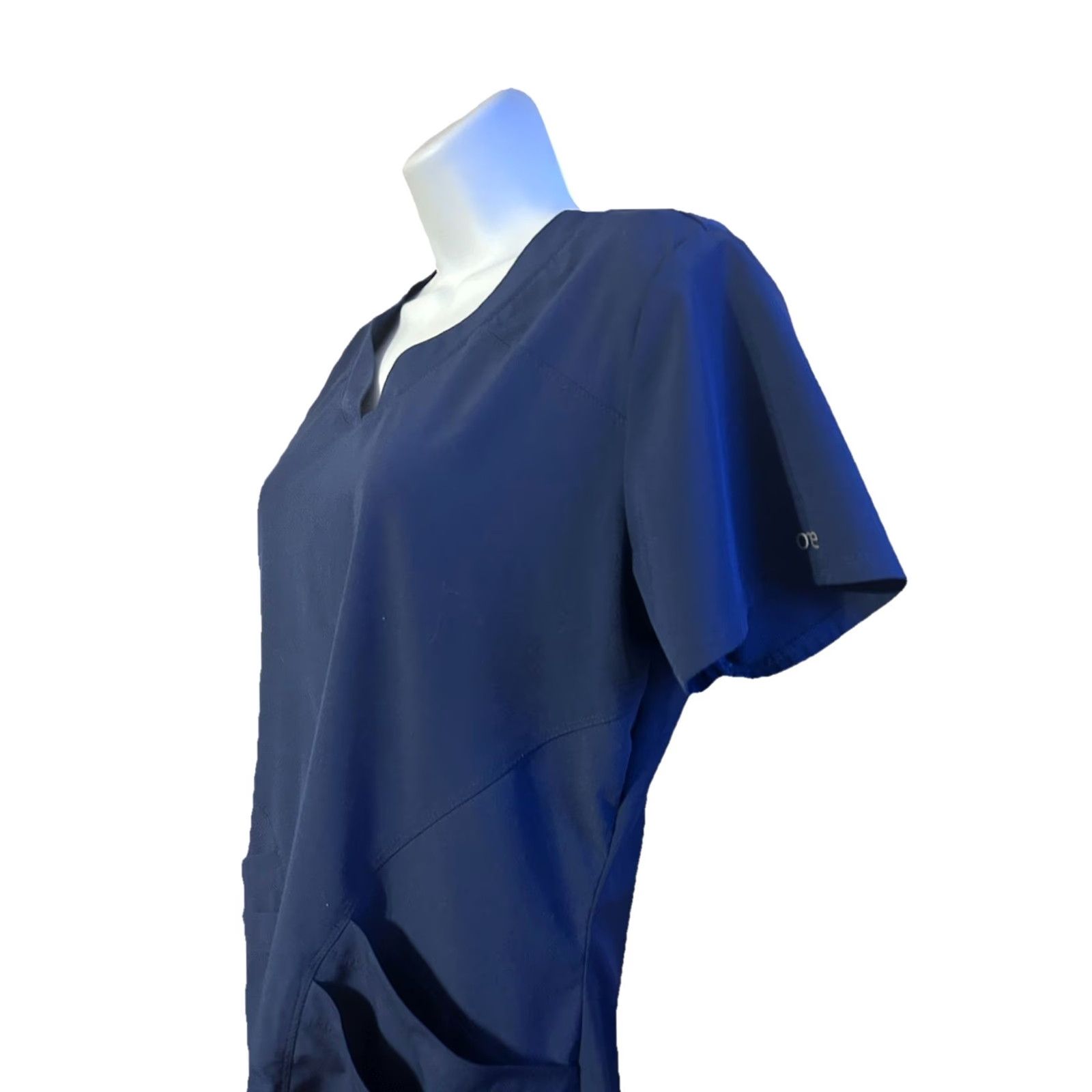 Vintage Barco One Scrub Top Women Medium Navy Blue Short Sleeve V Neck Pockets Nurse Med Size M / US 6-8 / IT 42-44 - 3 Thumbnail