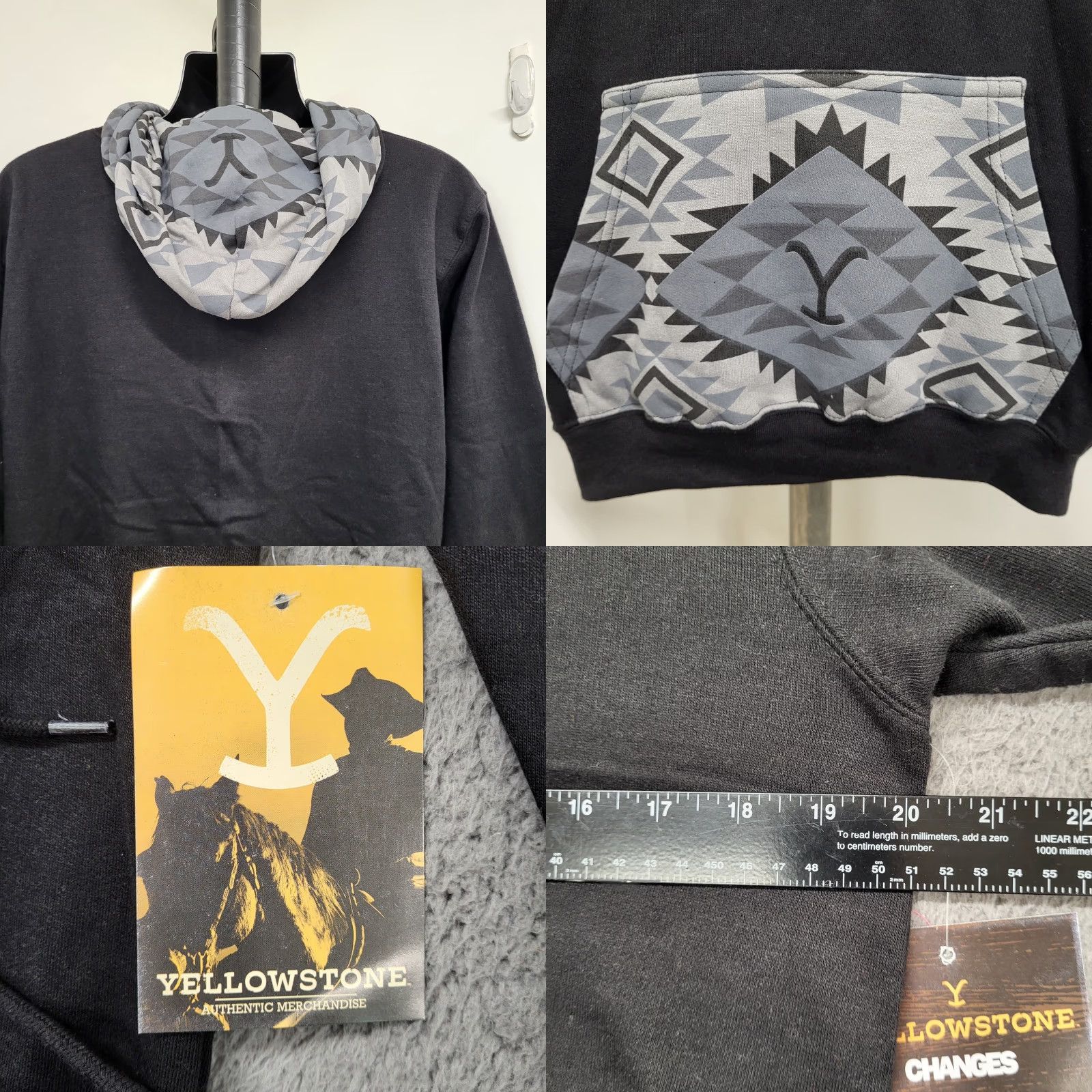 Logo 7 Yellowstone Dutton Ranch Logo Hoodie Mens Small Black Gray Southwestern Hoodie Graphic Print Pockets Western Cowboy Logo Pullover Reg Small Mens Size US S / EU 44-46 / 1 - 8 Thumbnail