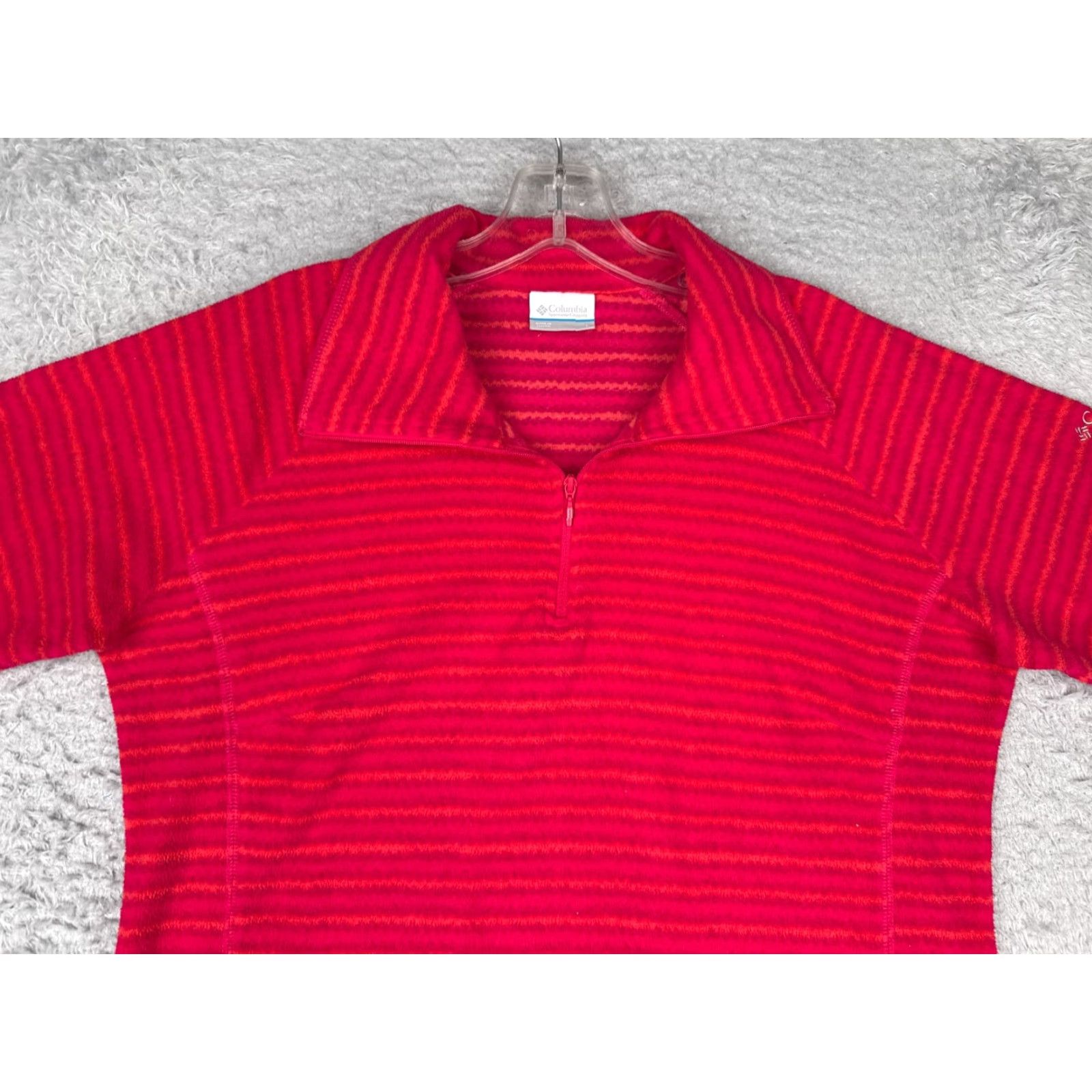 Vintage Columbia Sweater Women Large Red Geometric Fleece 1/4 Zip Mock Neck Pullover Size L / US 10 / IT 46 - 4 Thumbnail