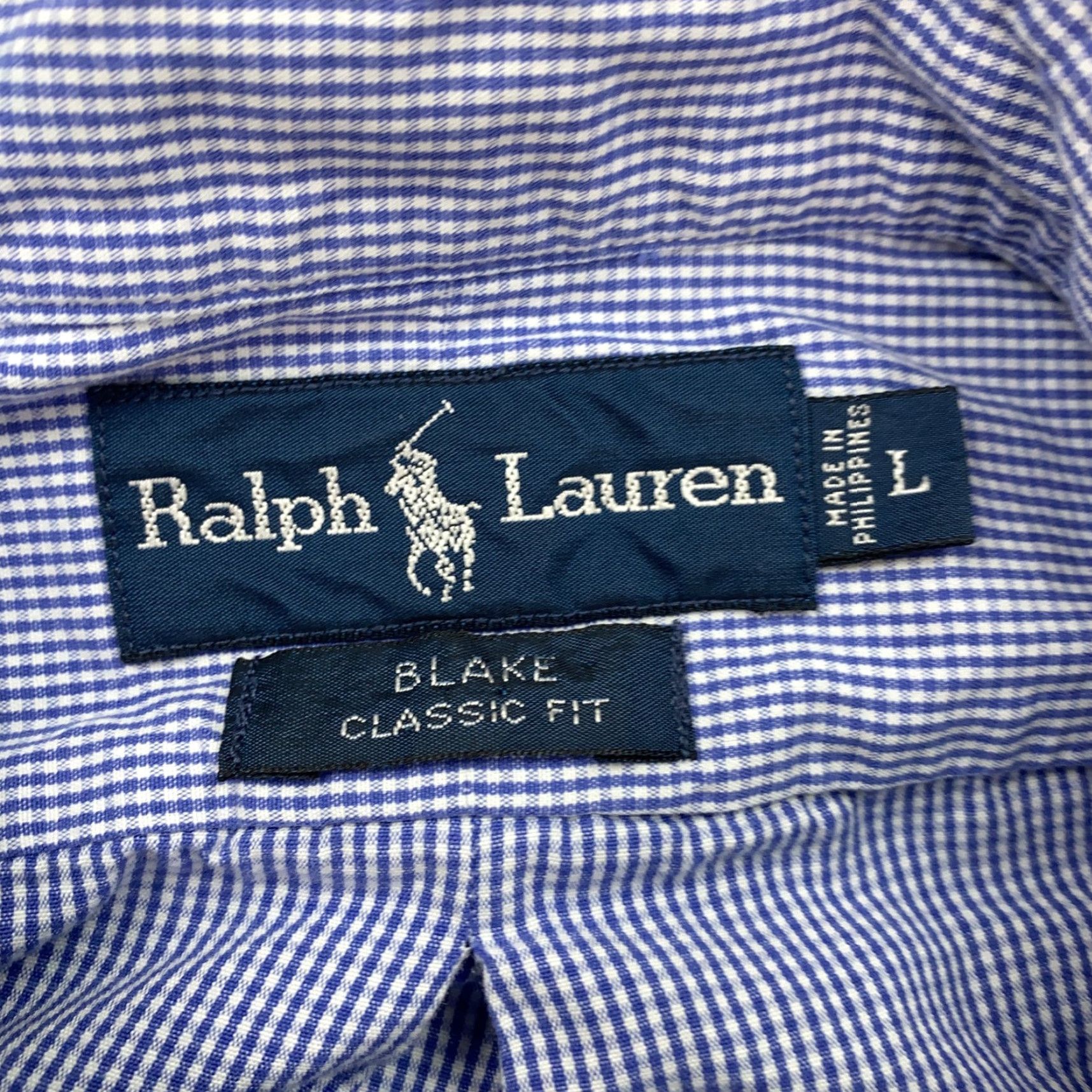 Ralph Lauren VINTAGE Ralph Lauren Shirt Mens Large Long Sleeve Cotton Gingham Blue White Classic Fit 90s Preppy Polo Pony Size US L / EU 52-54 / 3 - 5 Thumbnail