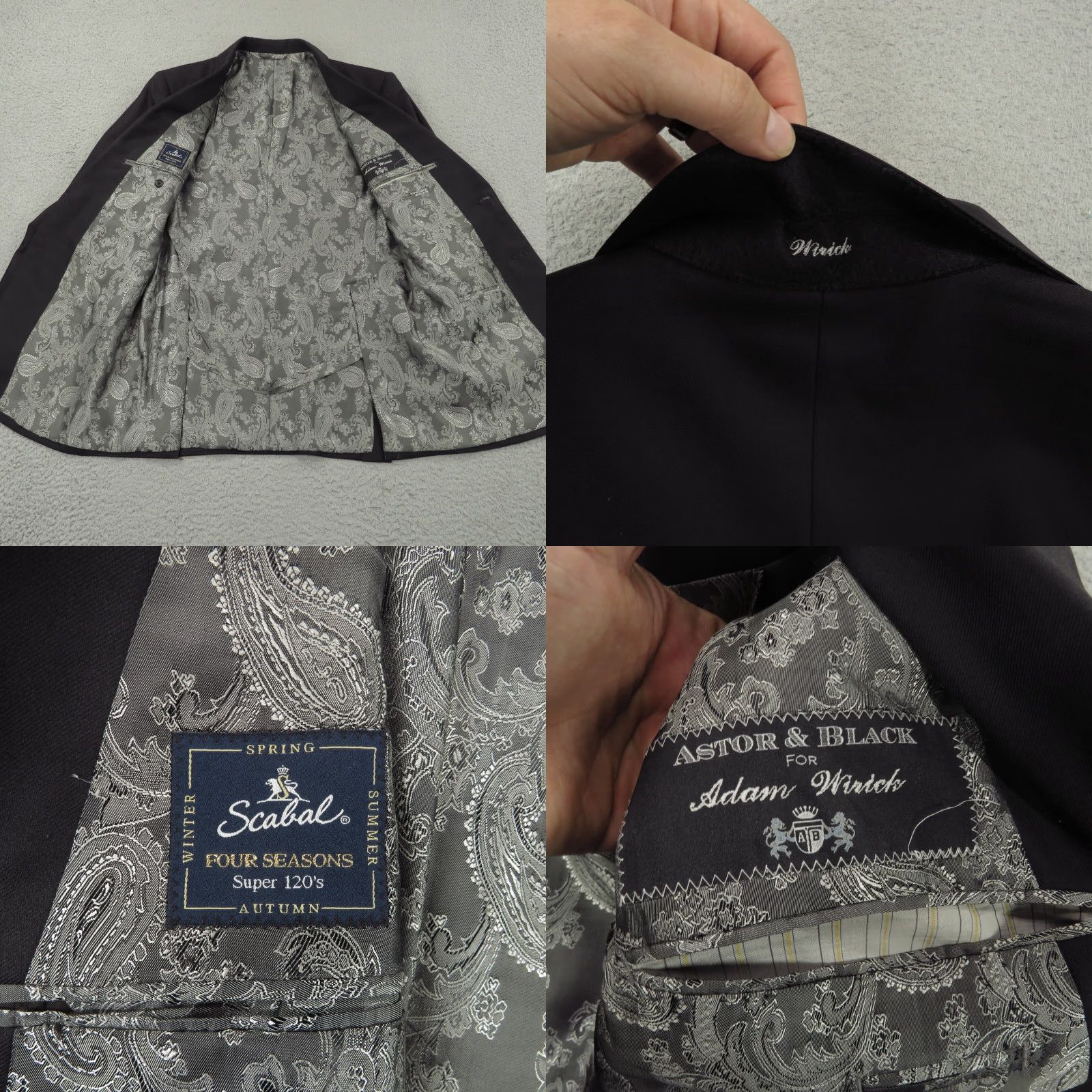 Vintage Astor & Black Blazer 40s Bespoke Scabal 120s Four Seasons Paisley Lined Jacket Size 40R - 9 Thumbnail