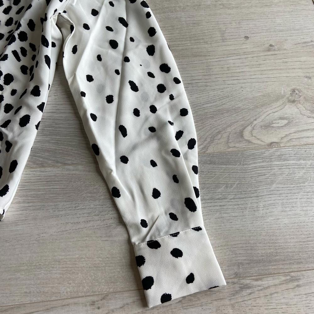 Designer Trendy Black and White Spotted Blouse - Chic Casual Style Size M / US 6-8 / IT 42-44 - 3 Thumbnail