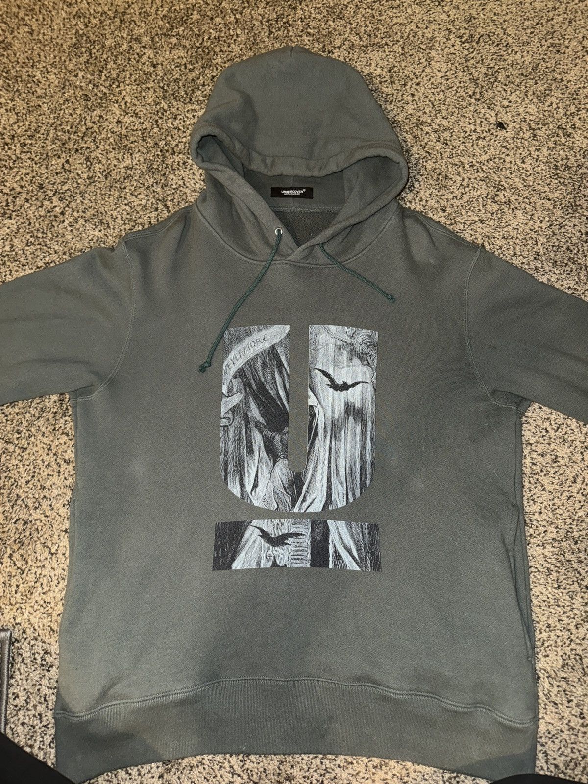 Undercover Undercover FW19 Raven U Logo Hoodie Moss Green | Grailed