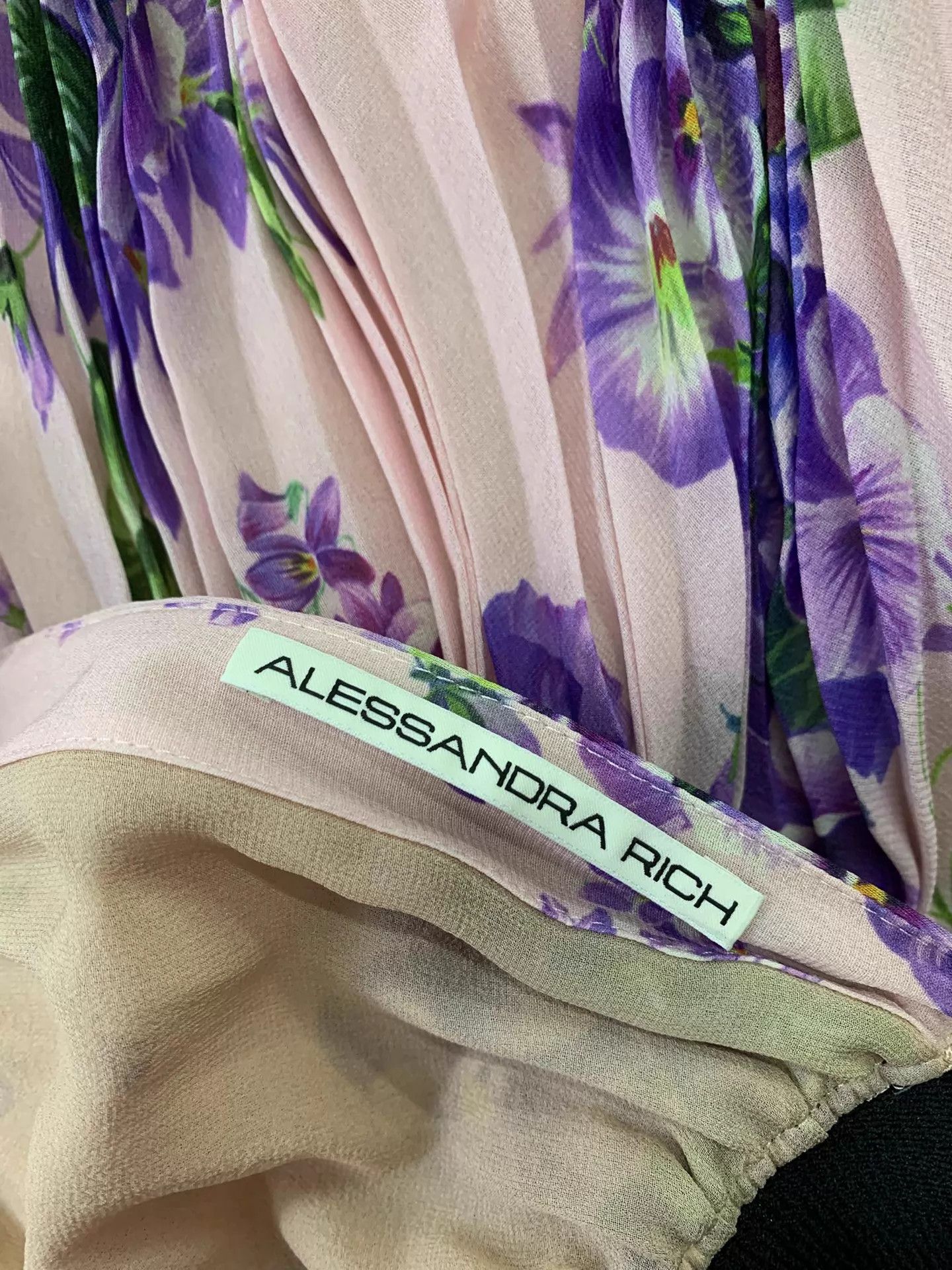 Alessandra Rich ALESSANDRA RICH Purple Floral V-neck Dress IT38 Size XS / US 0-2 / IT 36-38 - 4 Thumbnail