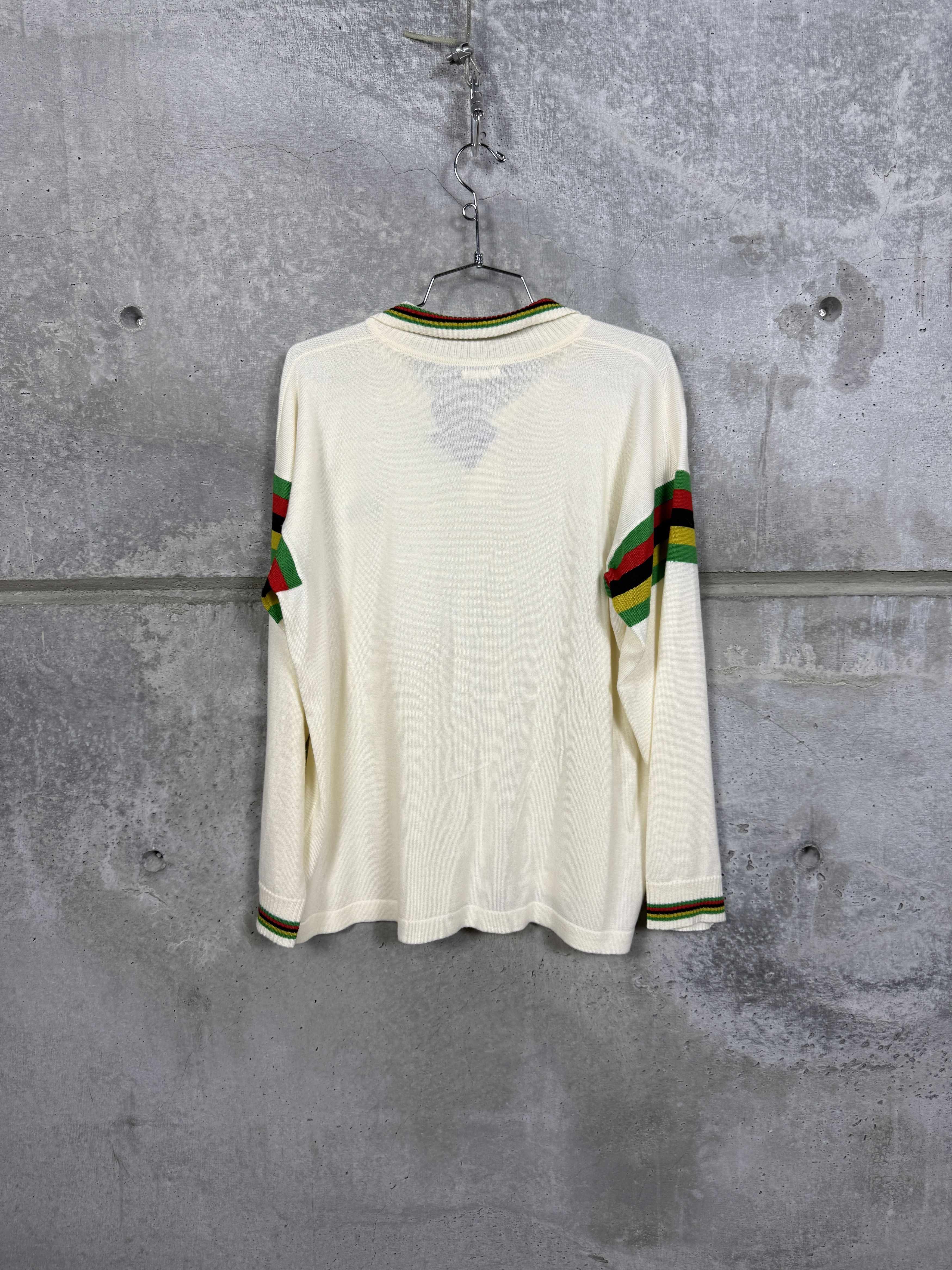 Bode $719 Bode Cycling Stripe Logo Knitted Long Sleeve Polo Size US M / EU 48-50 / 2 - 7 Thumbnail